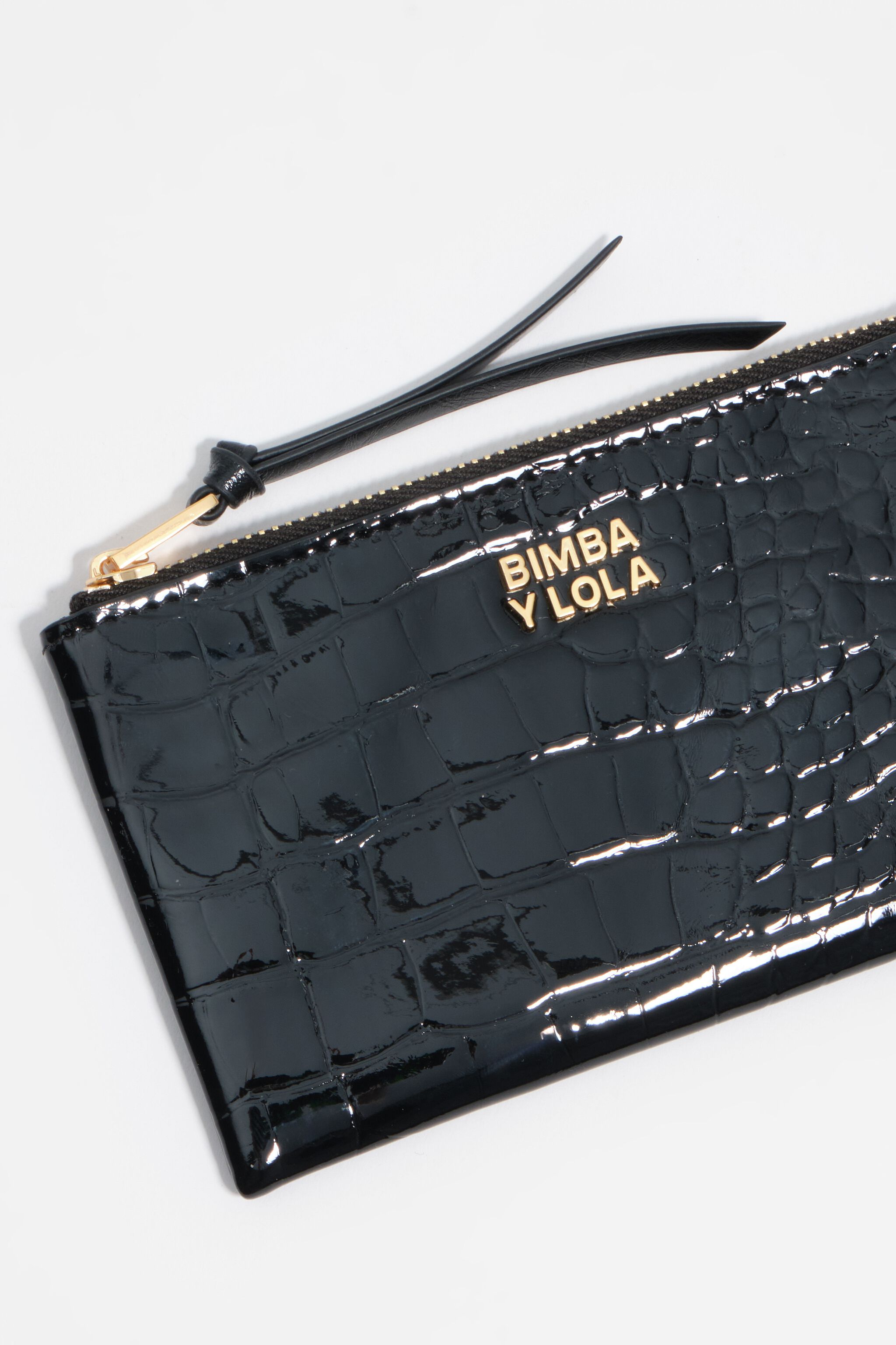 Black mock croc coin purse