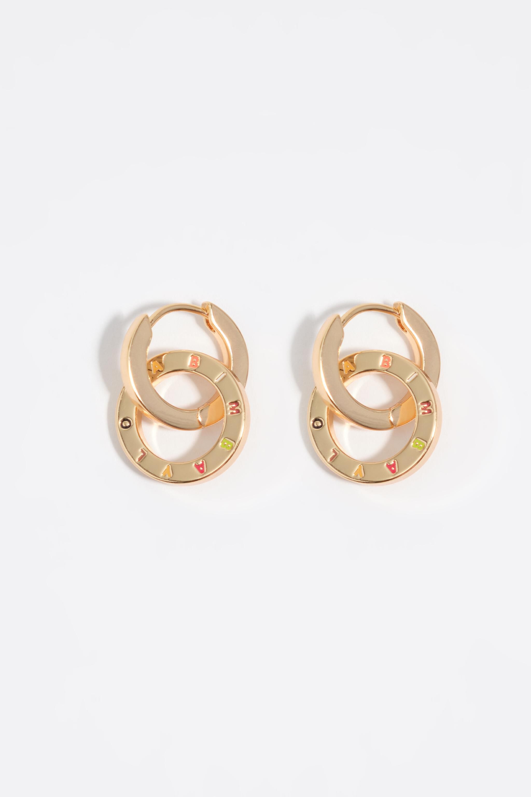 Gold logo double-hoop earrings