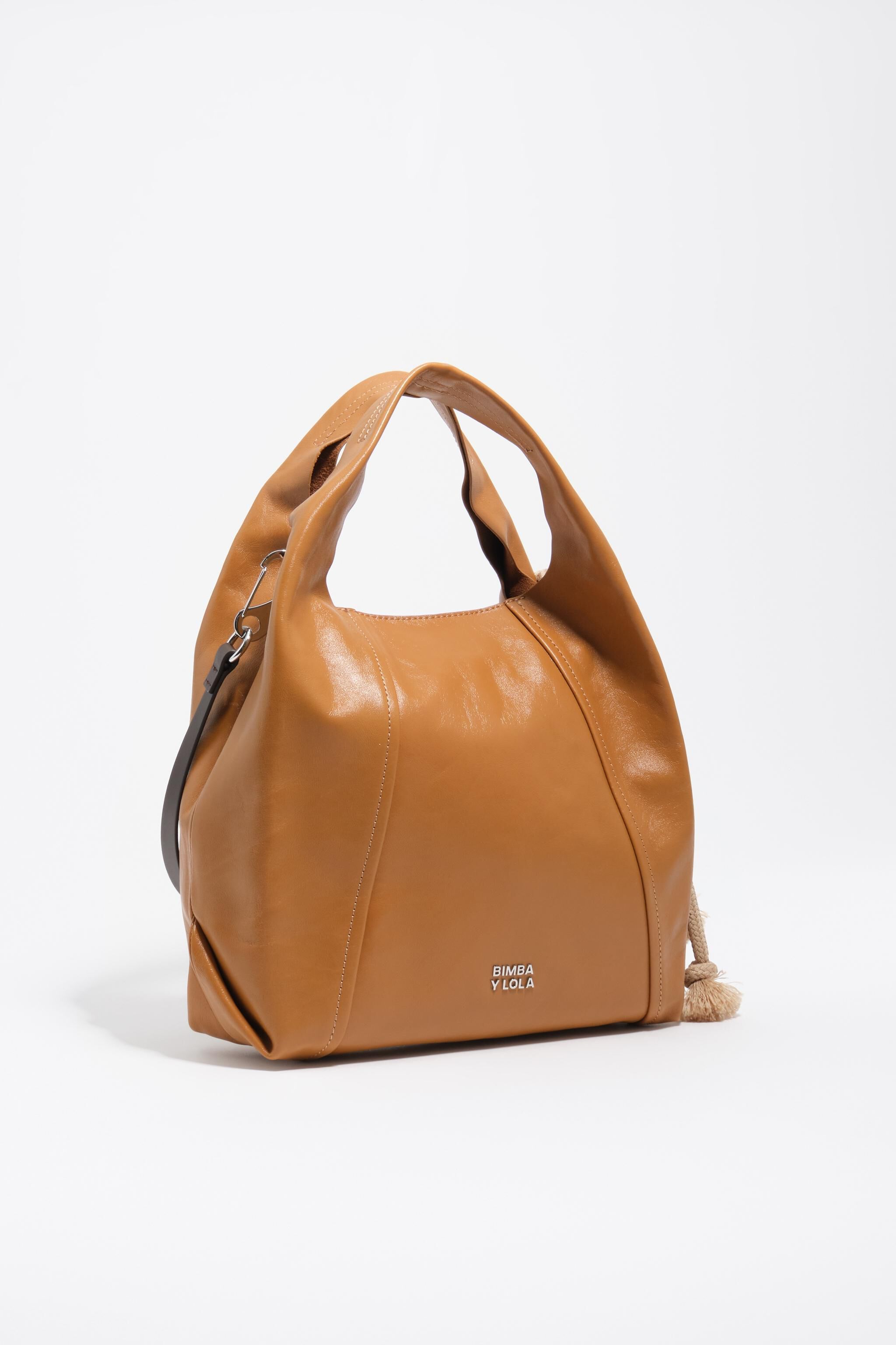 Medium toffee leather Paper bag