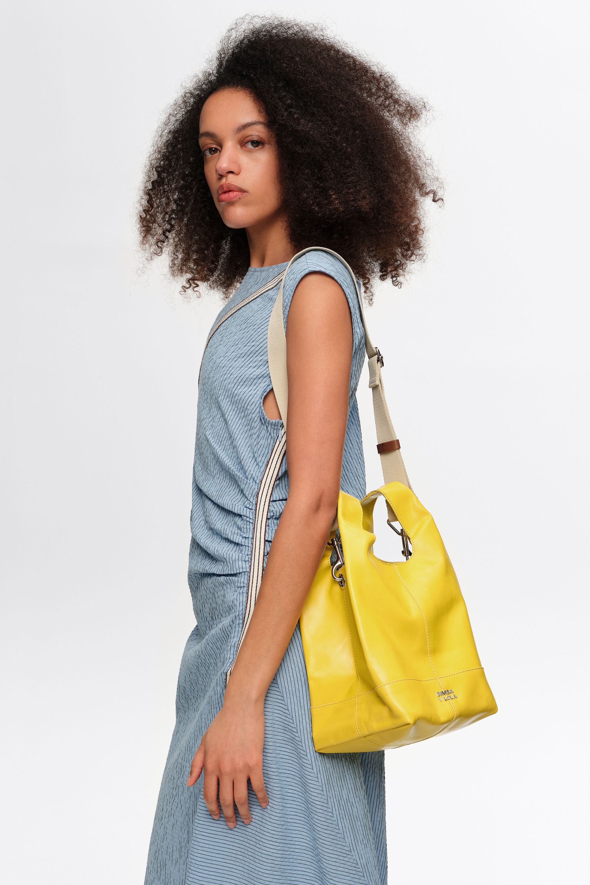 Medium yellow leather Paper crossbody bag