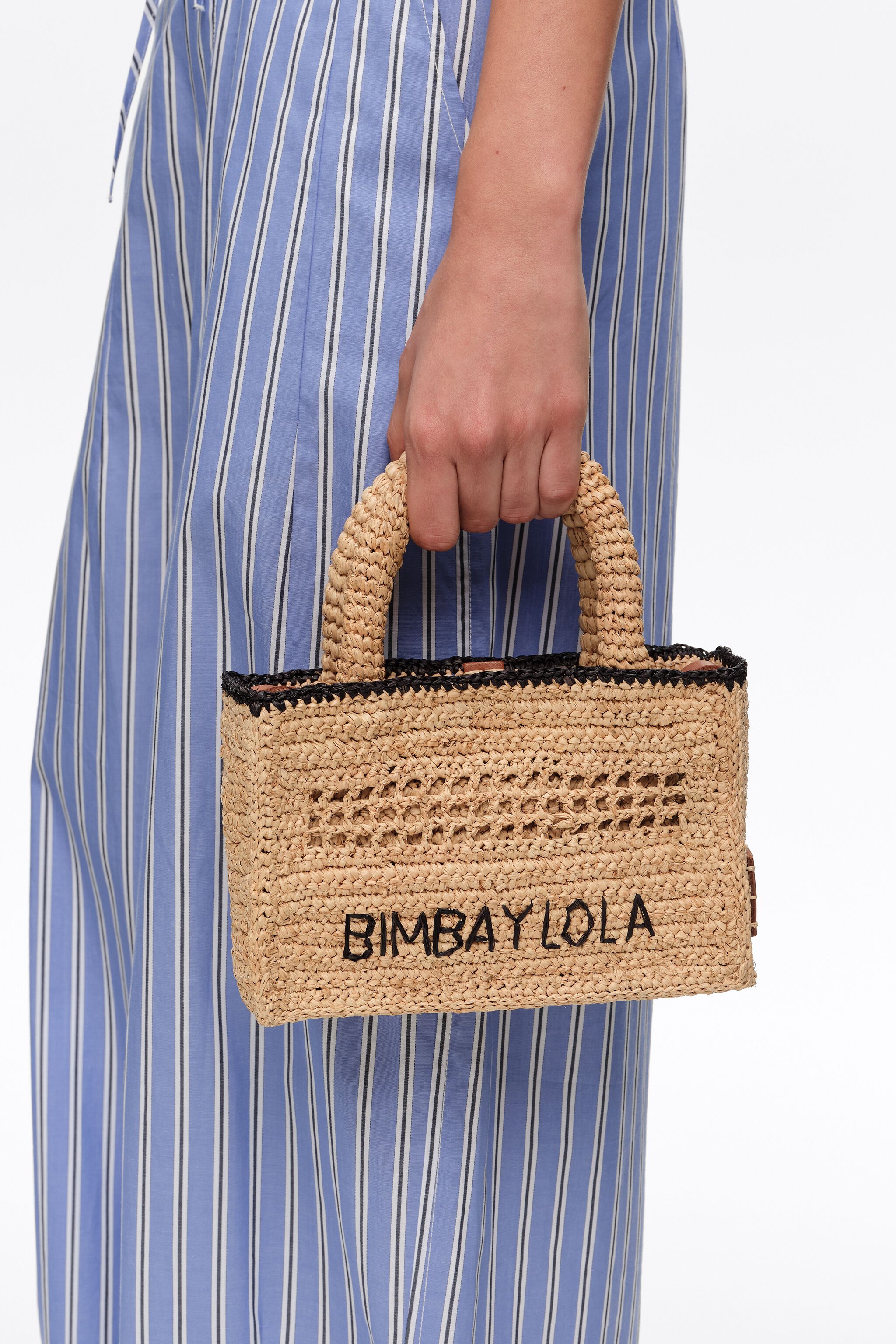 Natural raffia plaited mini bag