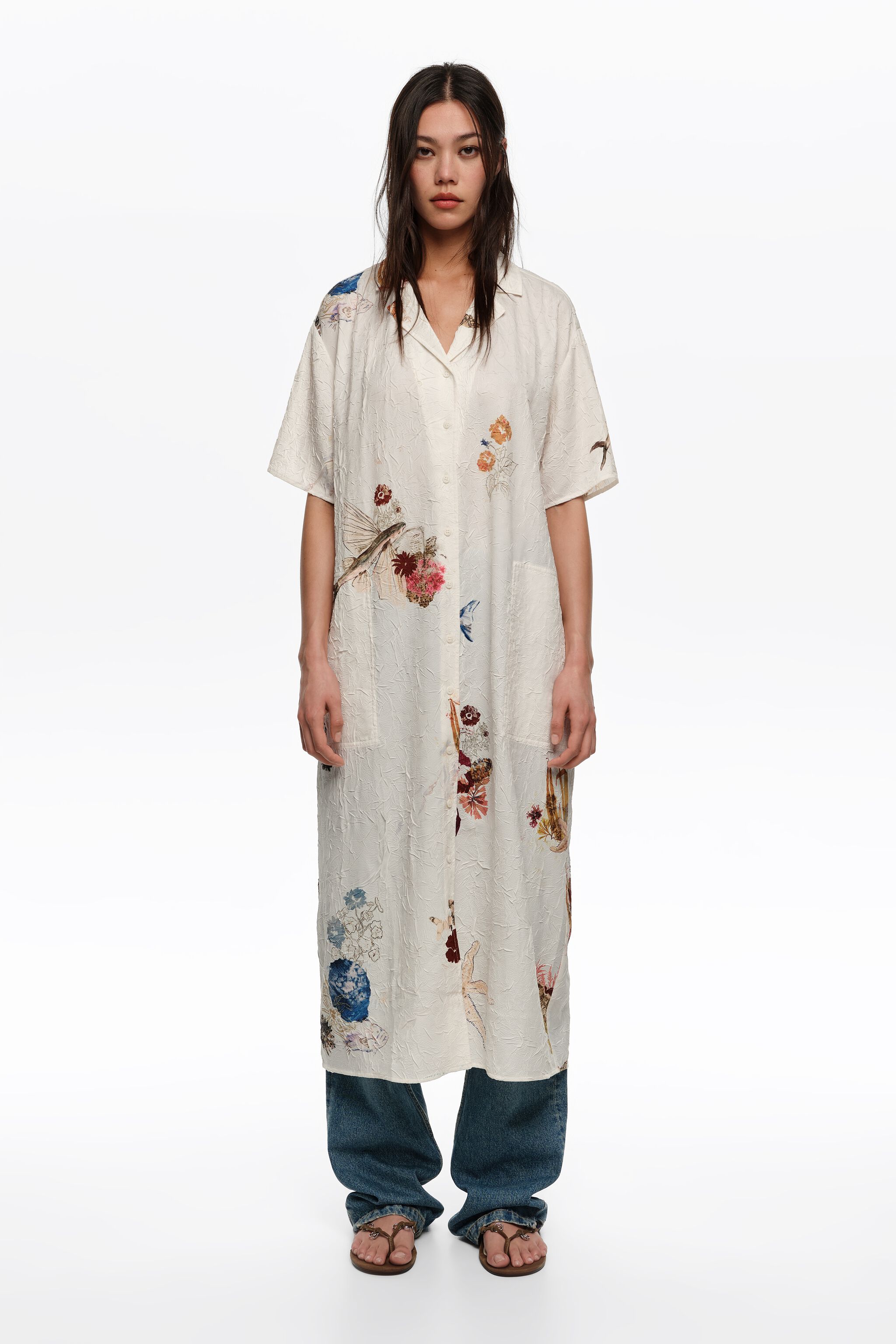 Off-white Seabed wrinkled fabric shirt dress