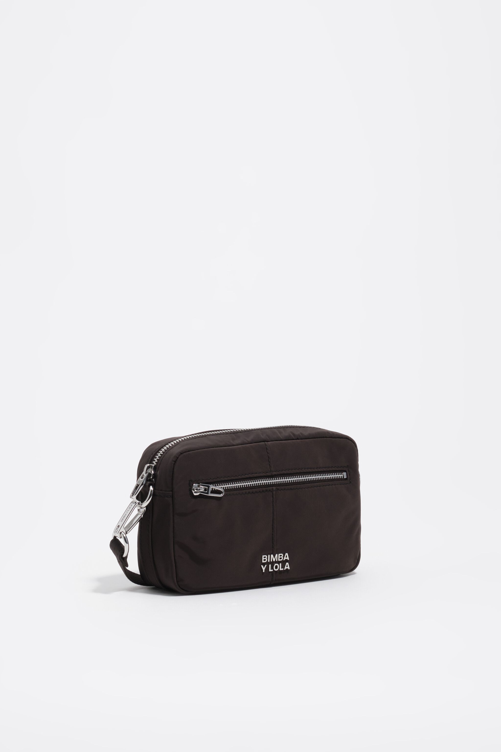 Charcoal nylon mini crossbody bag