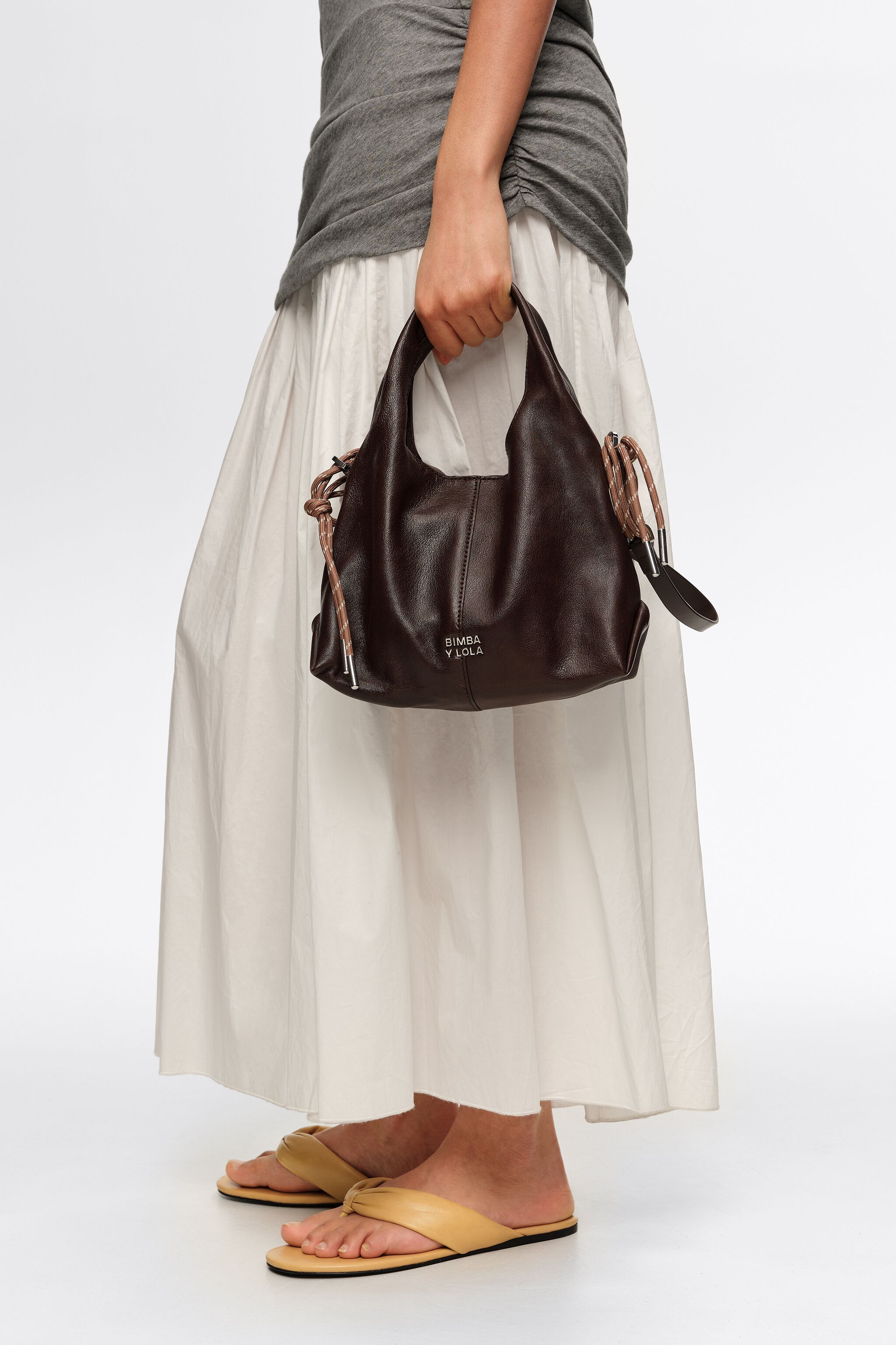 Small coffee leather Paper crossbody bag