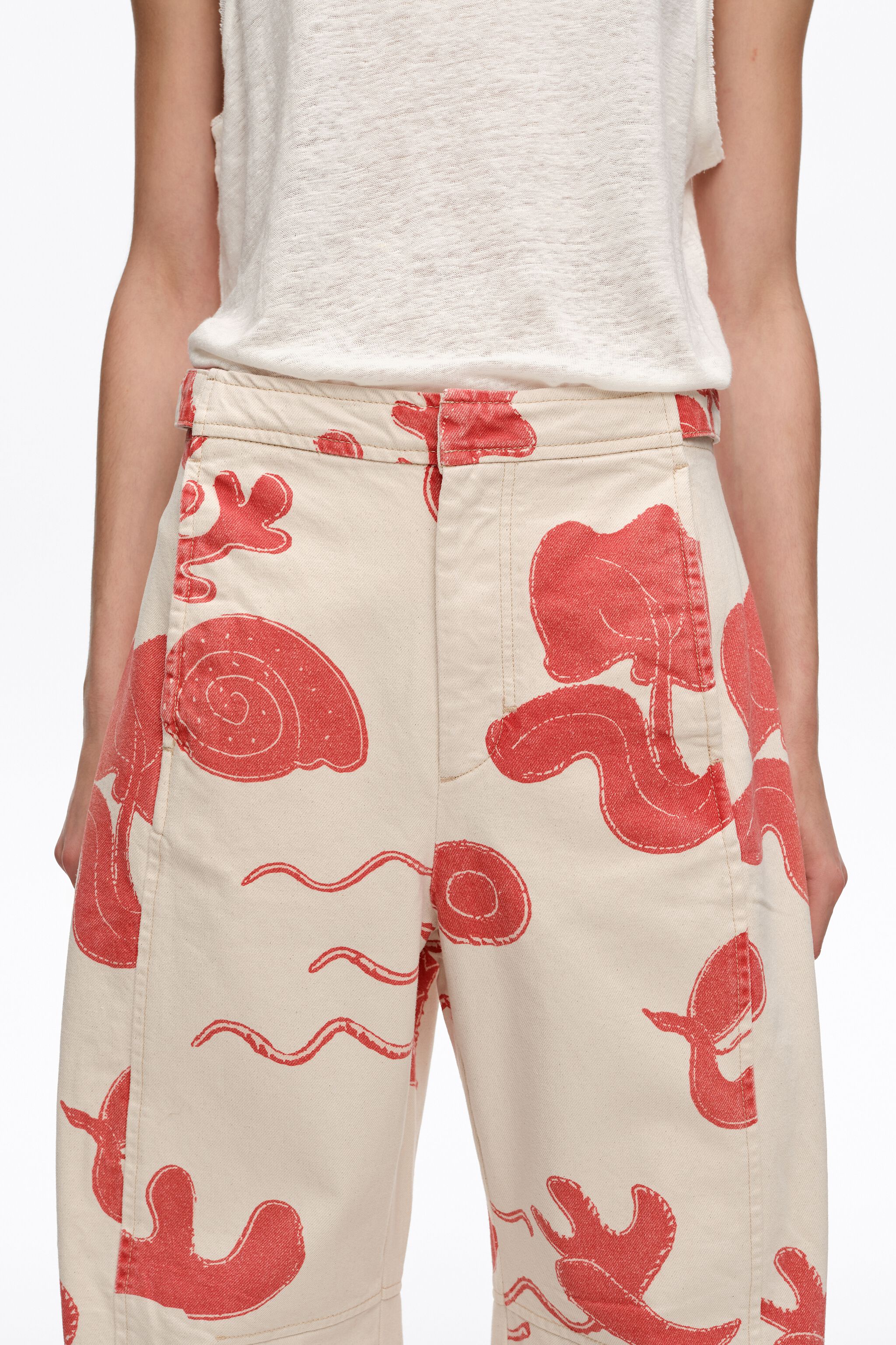 BARREL - Sand Red adjustable waist jeans