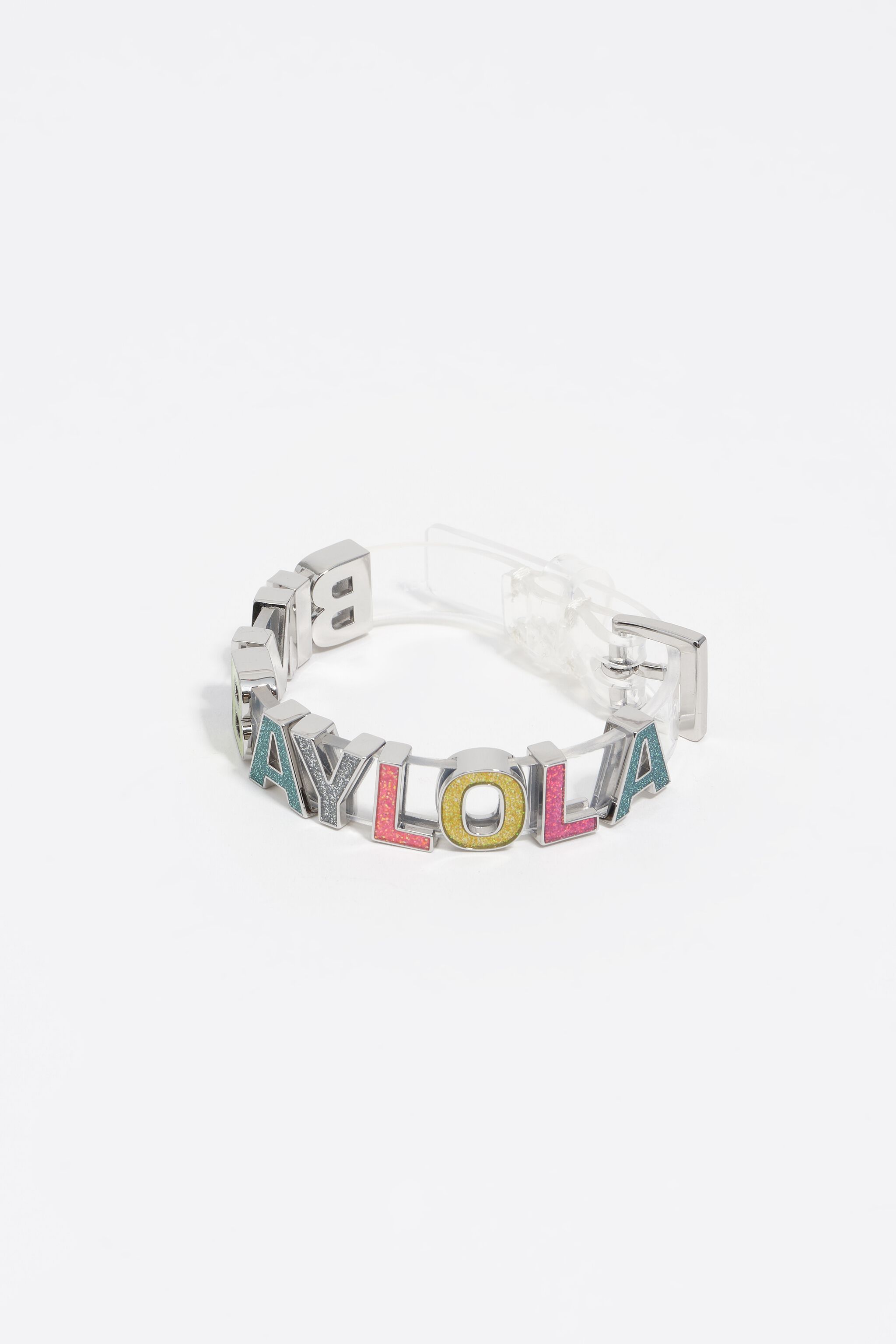 Multicolored glittery logo strap bracelet
