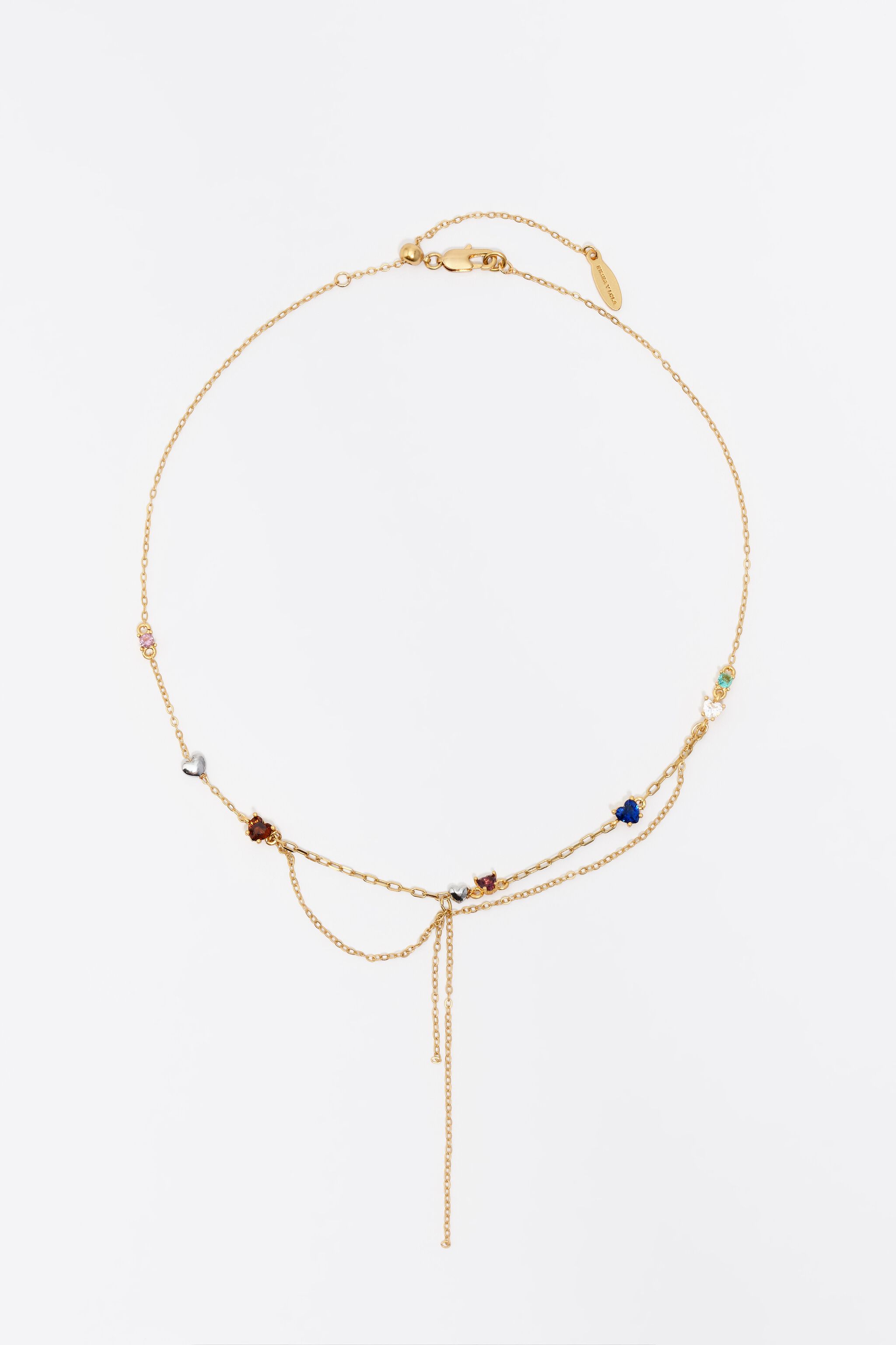 Gold chains and crystals necklace