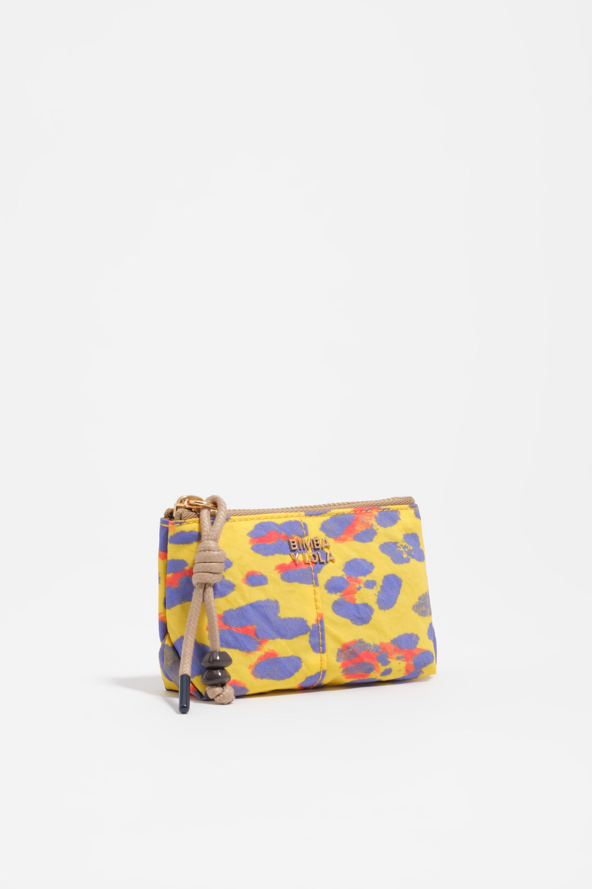 Intense yellow Leopard nylon coin purse