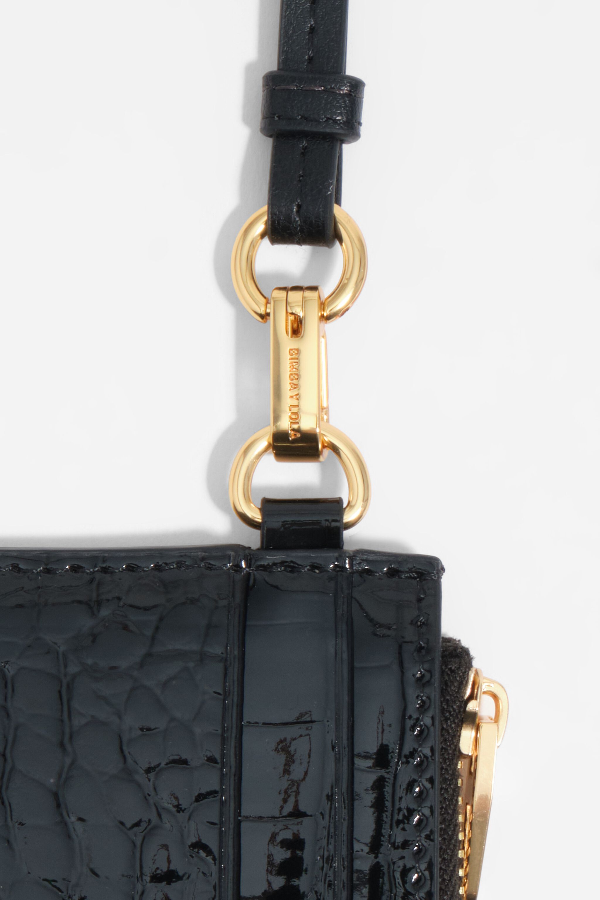 Black embossed crocodile card holder/coin purse