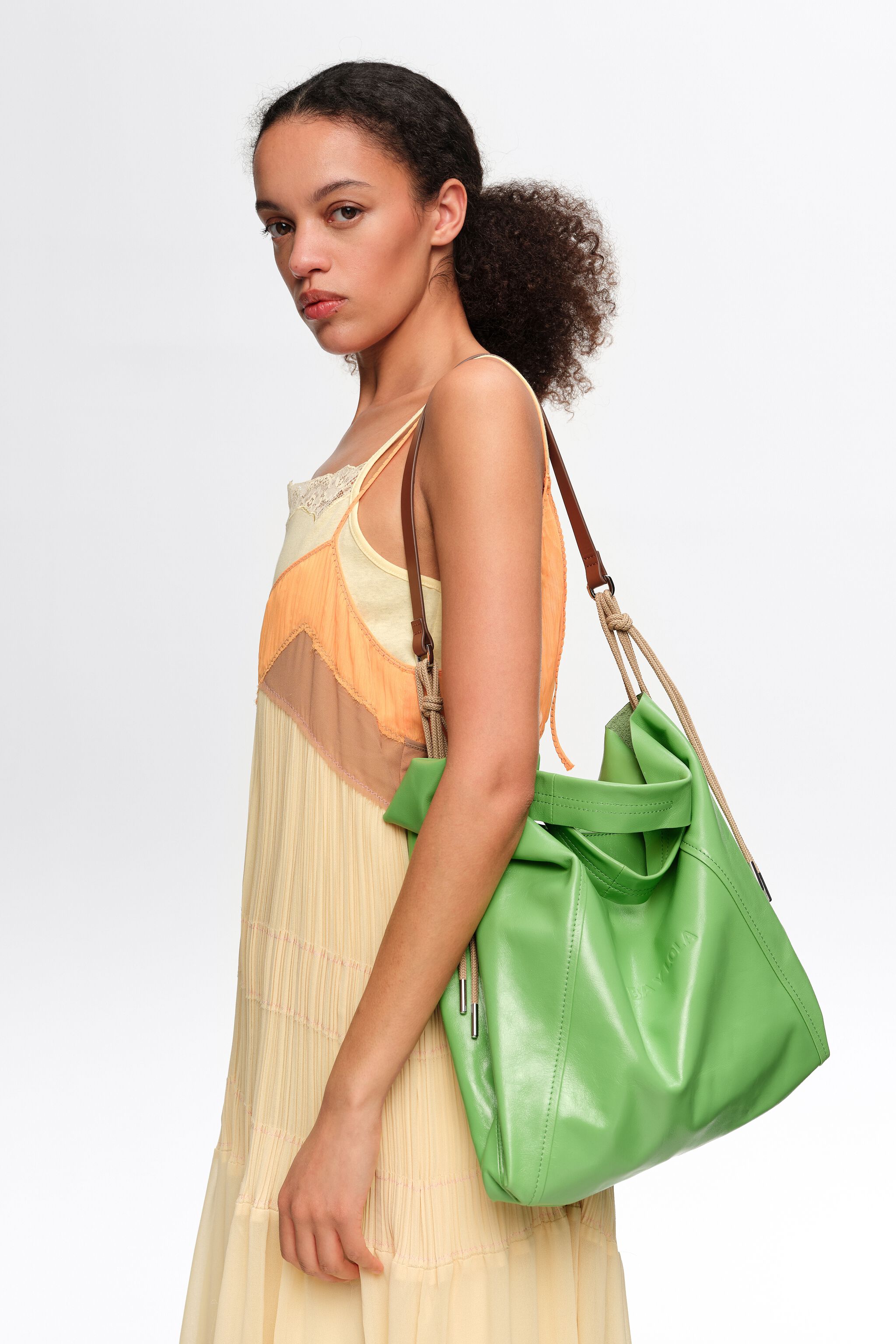 Medium emerald leather Paper crossbody bag