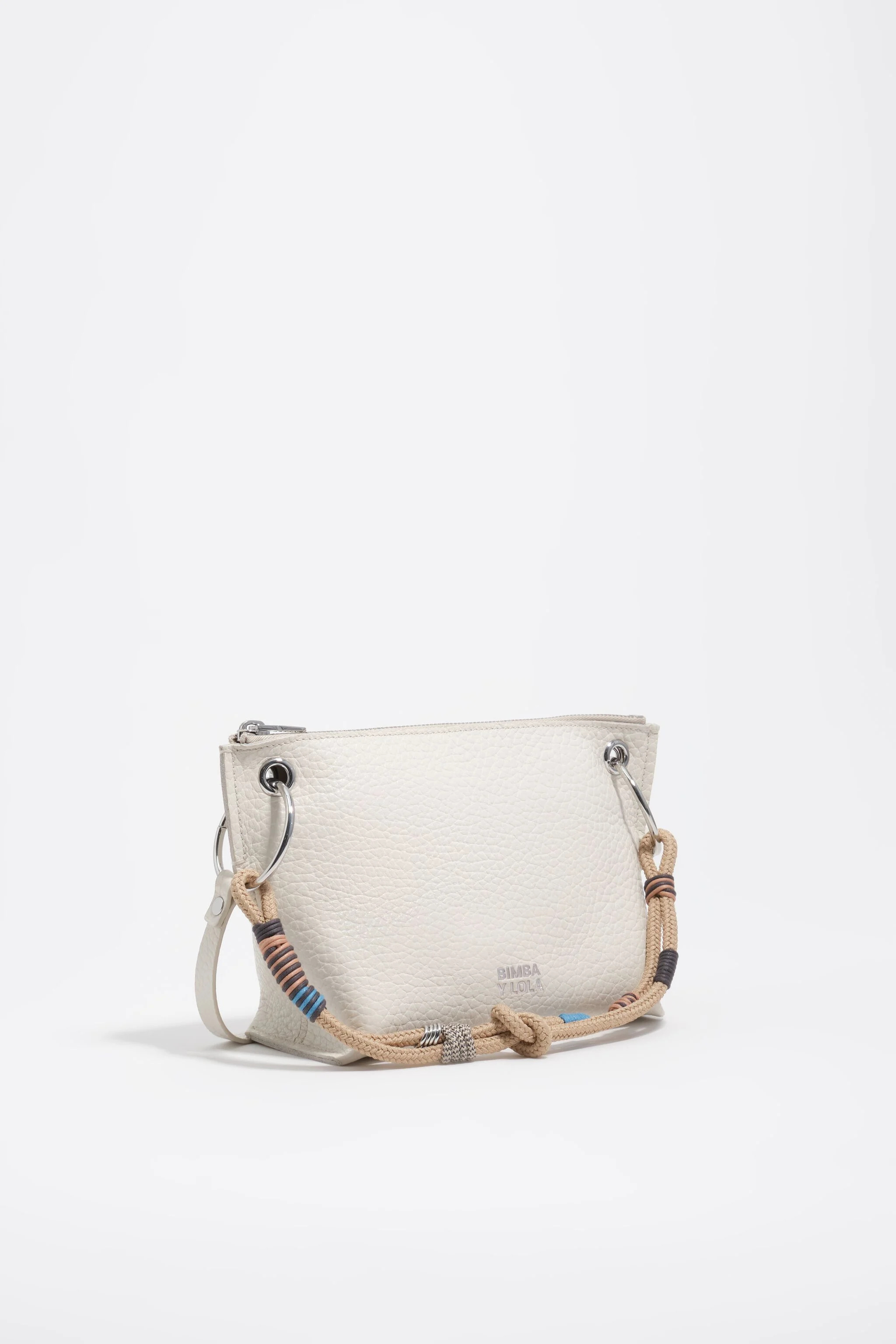 Medium off-white leather trapezium bag
