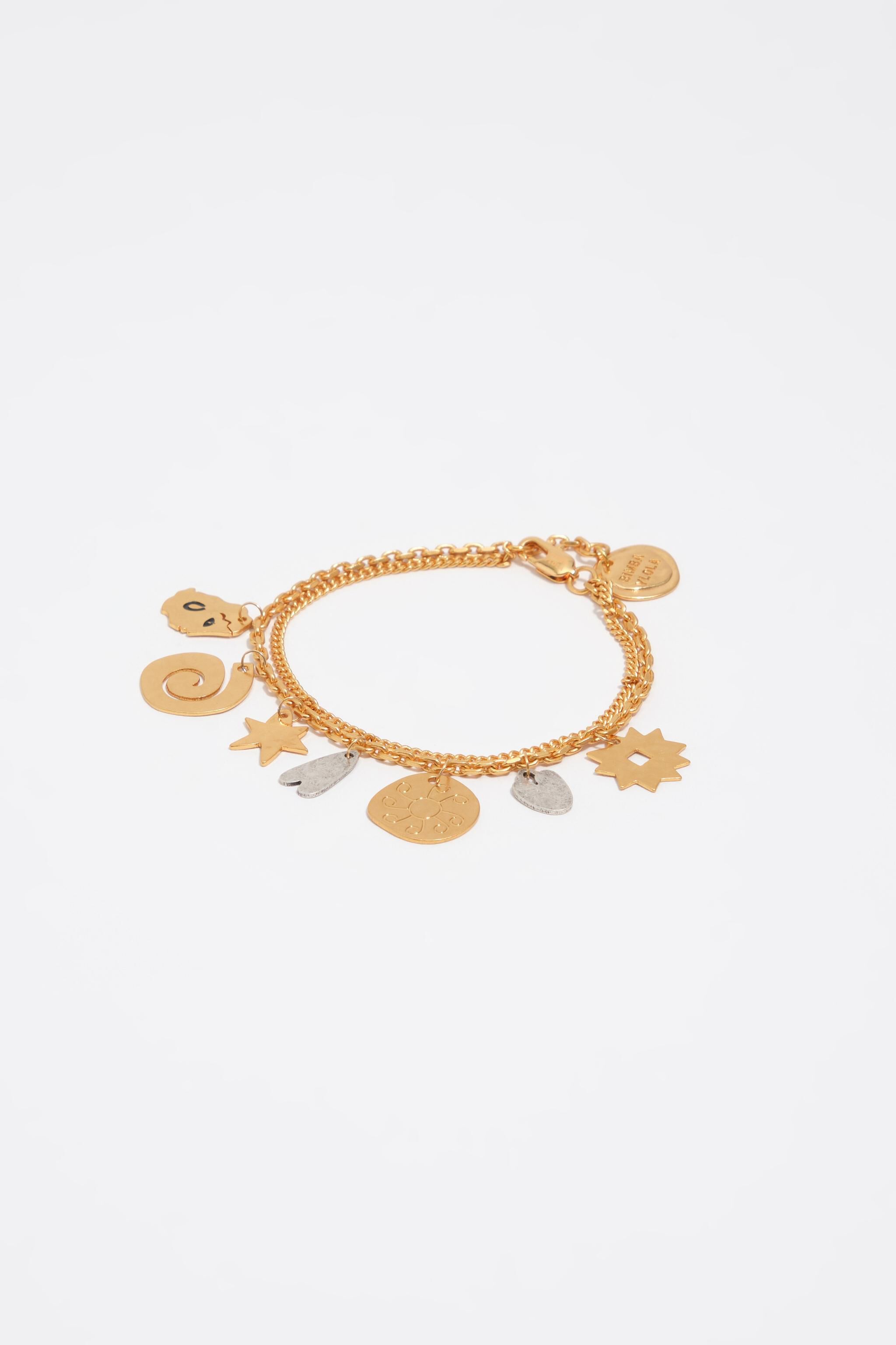 Double chain two-tone metal silhouette bracelet