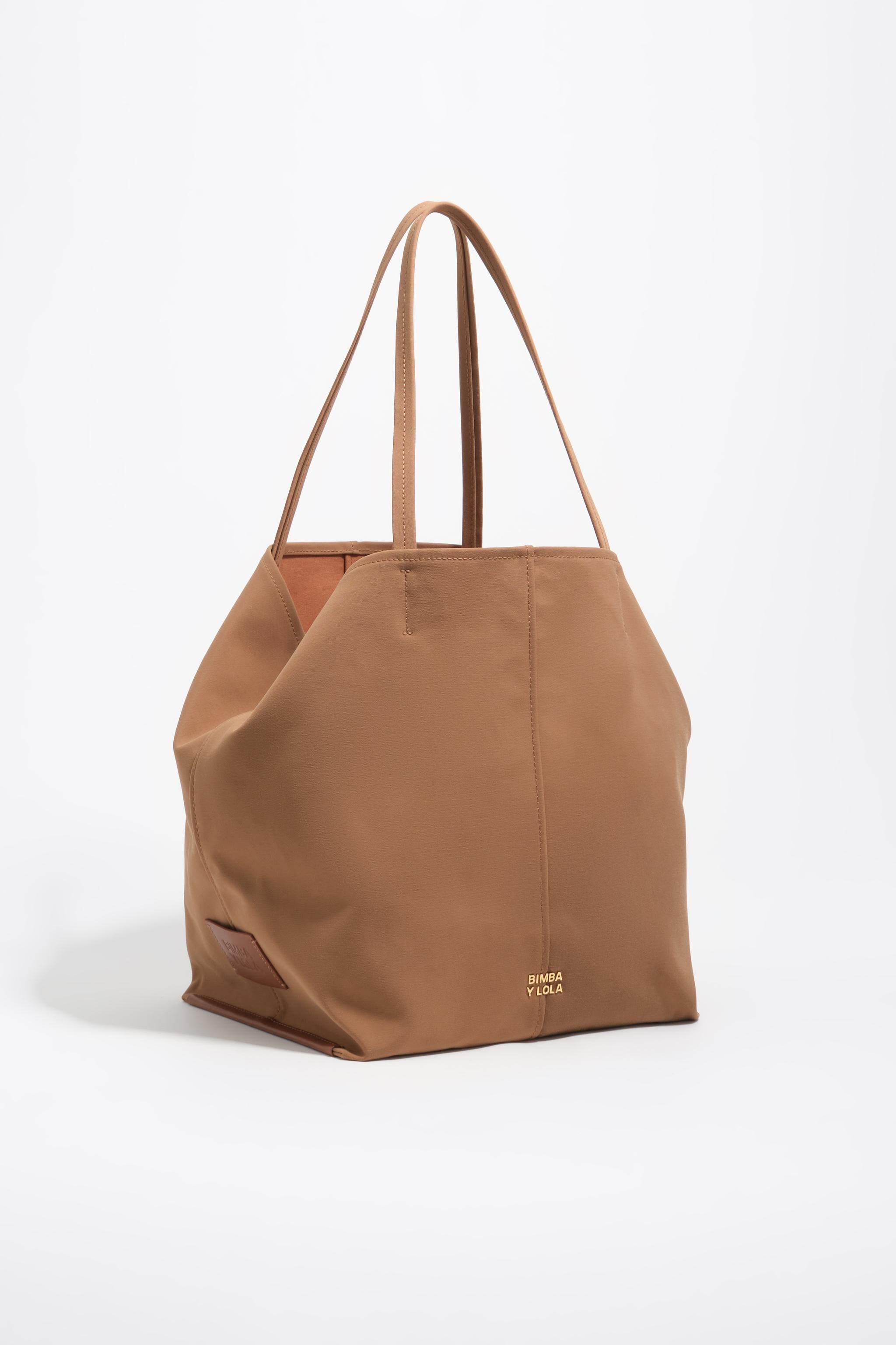 Large cinnamon gabardine shopper bag