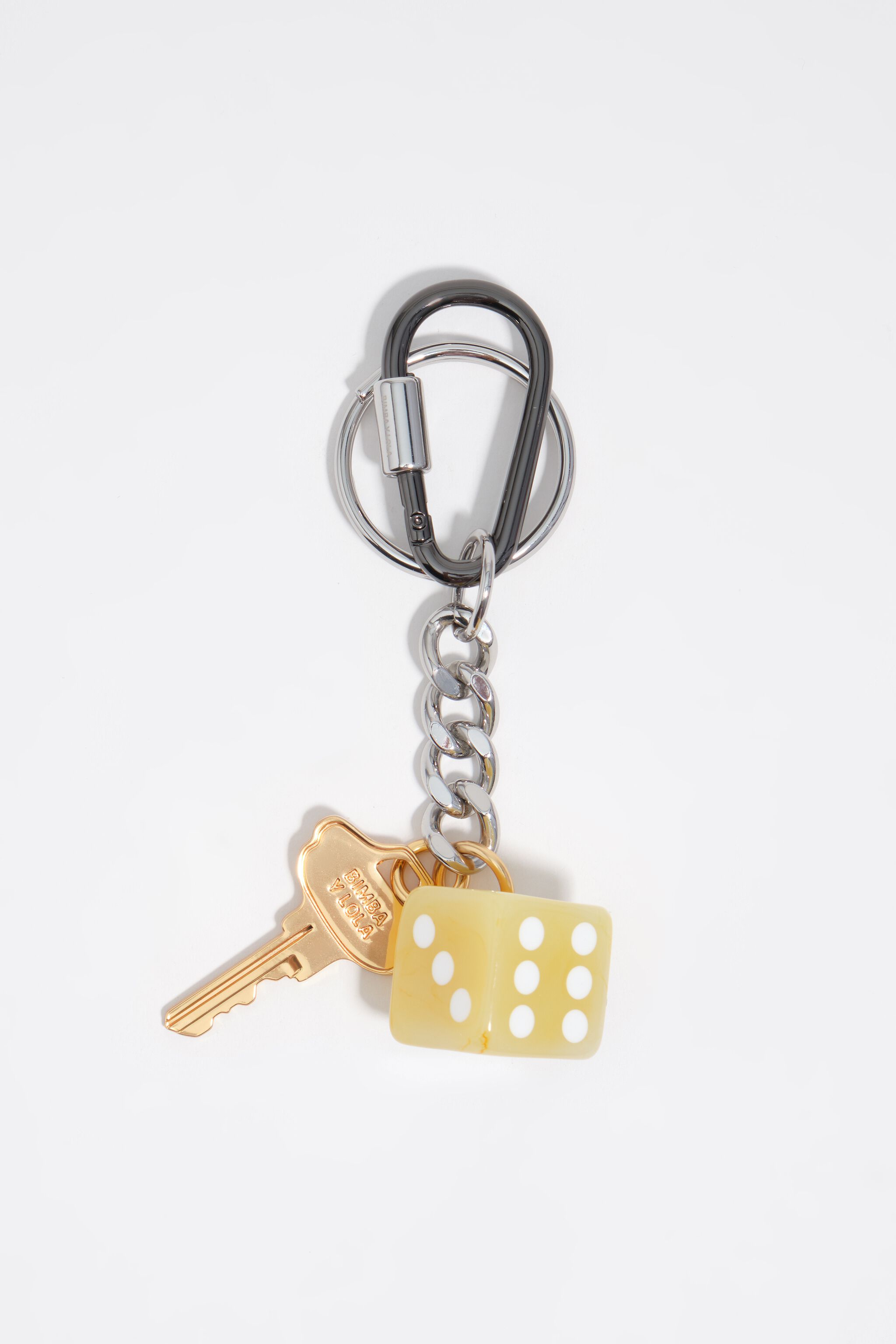 Resin die key ring and metal key