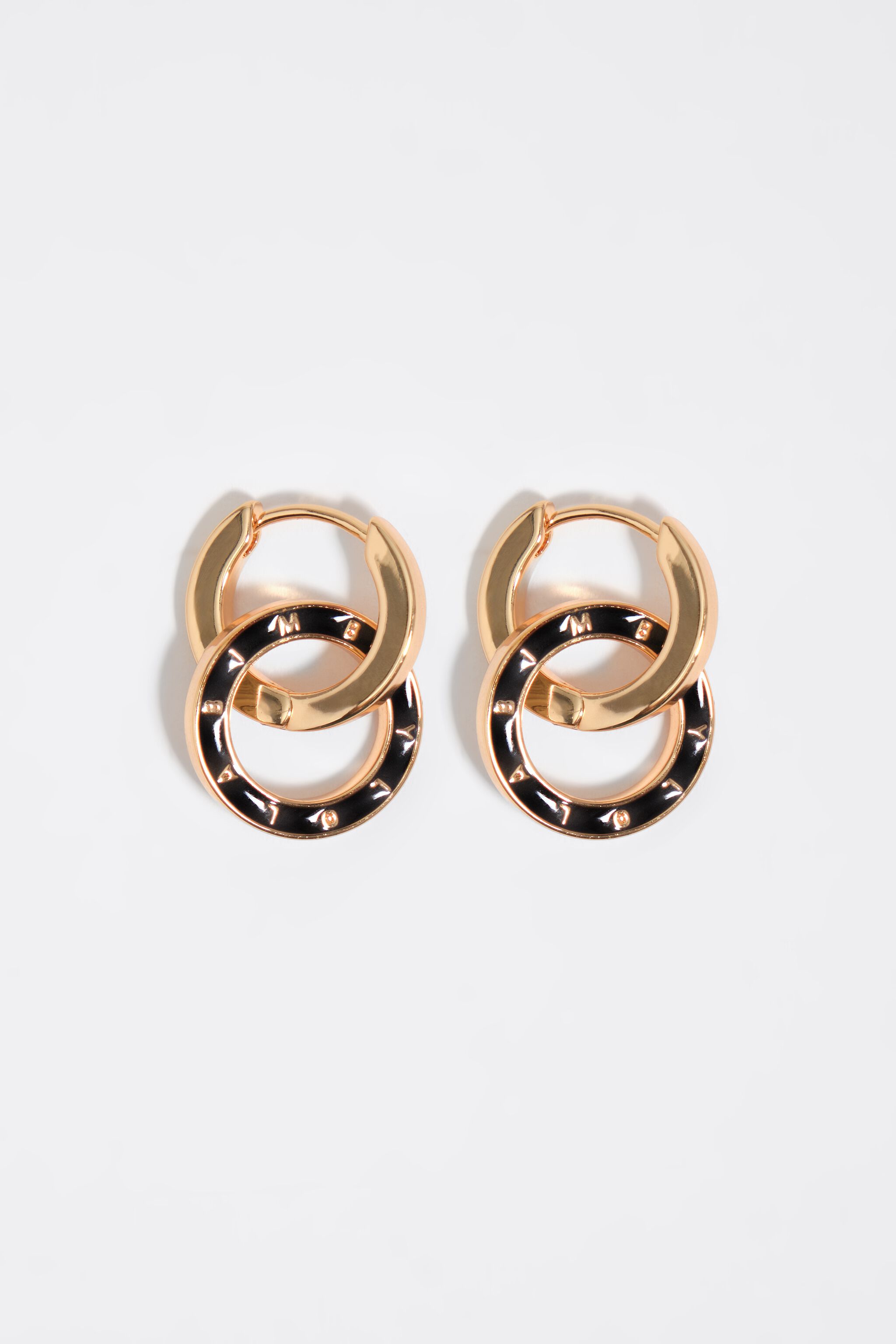 Brown double hoop logo earrings