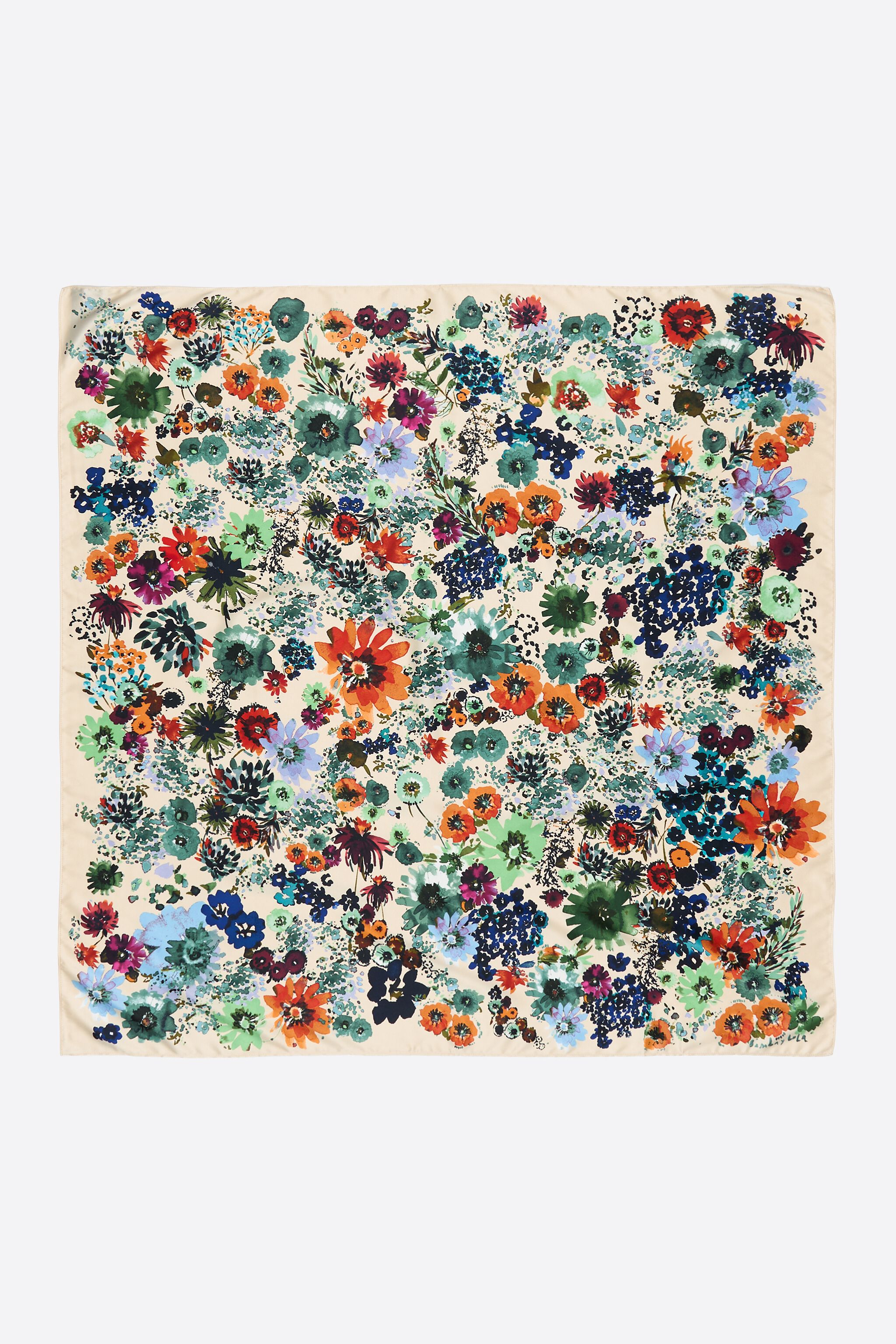 Watercolor floral scarf ivory