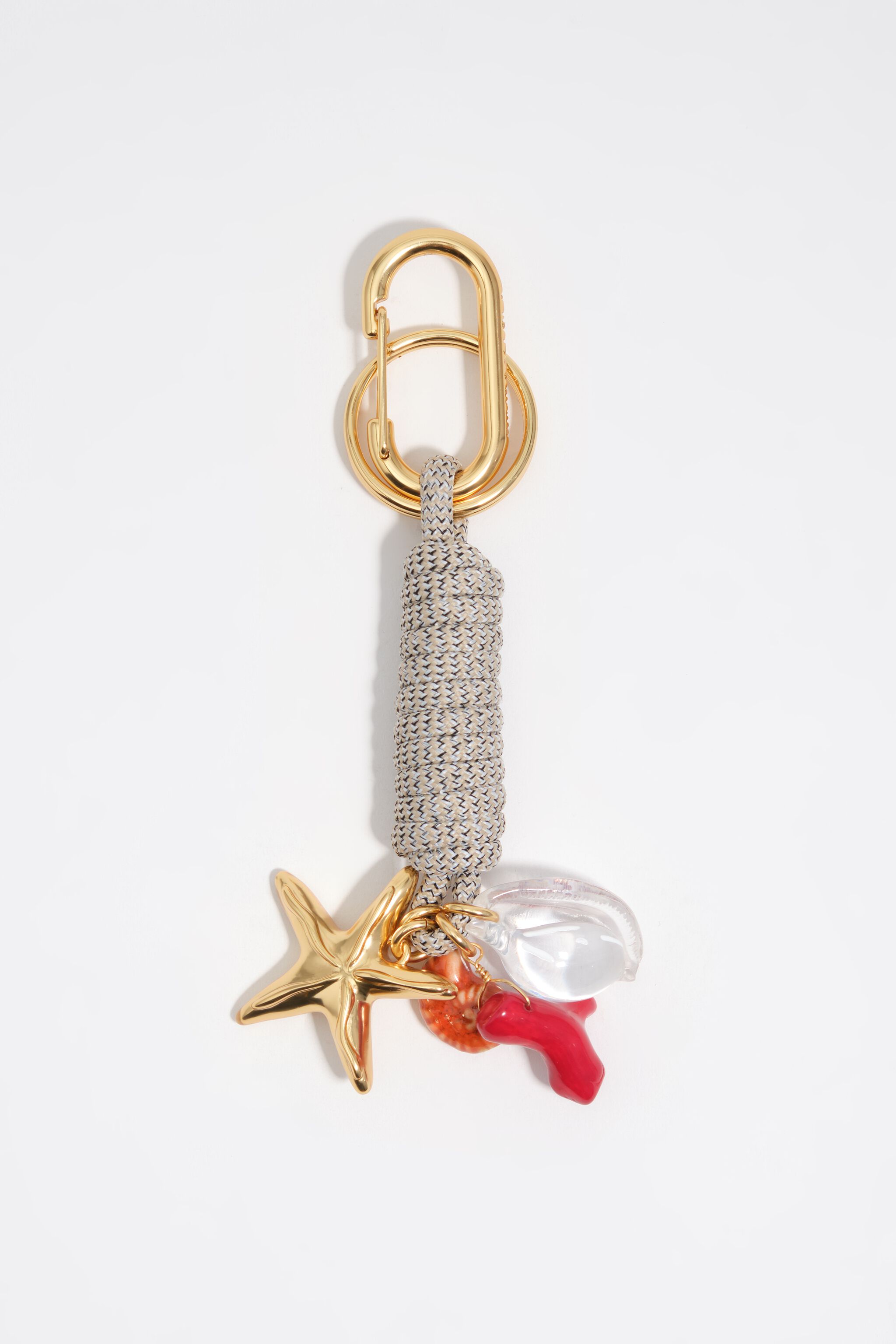 Knotted rope key ring with charms