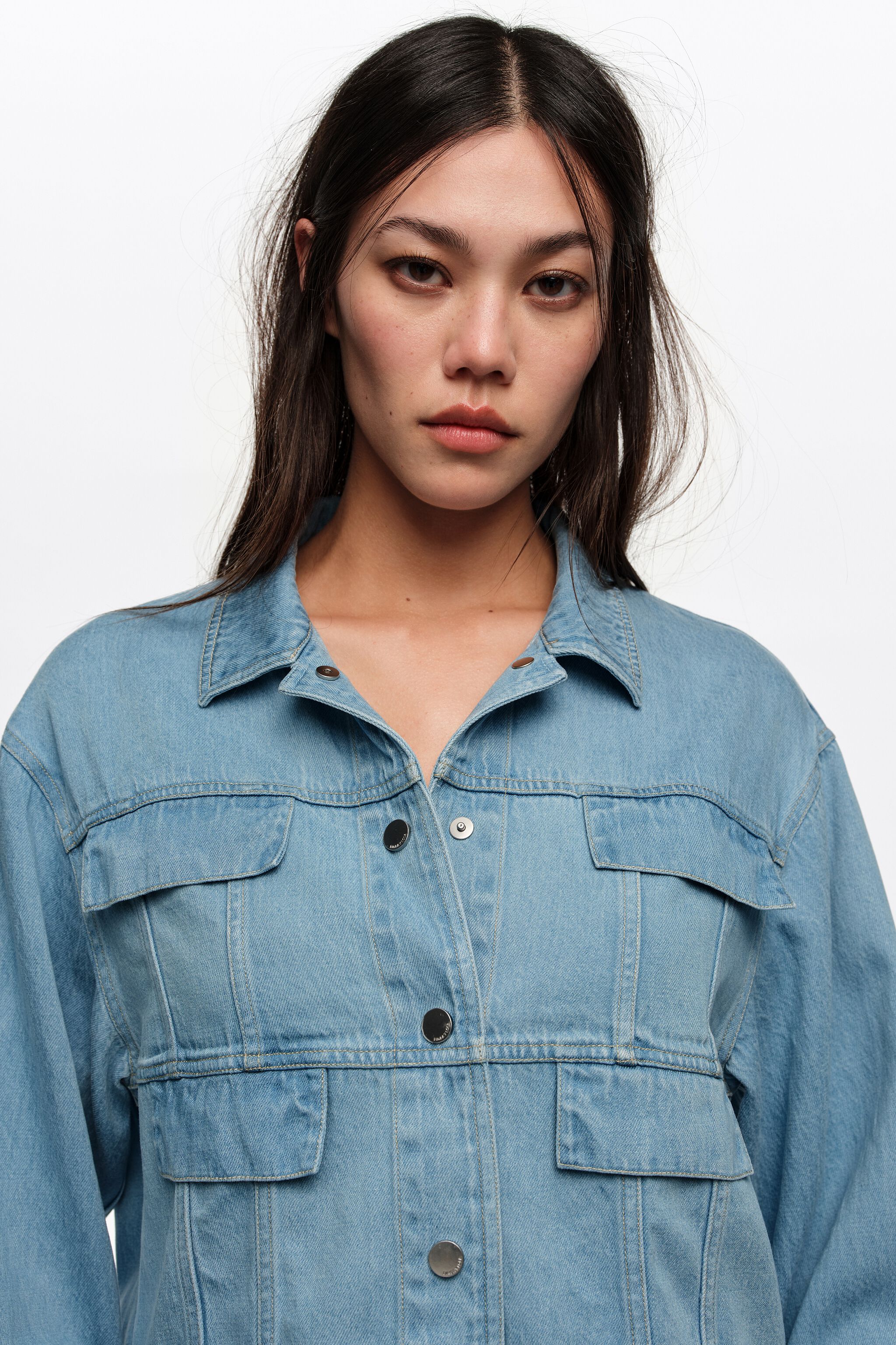 Light blue fluid boxy denim jacket