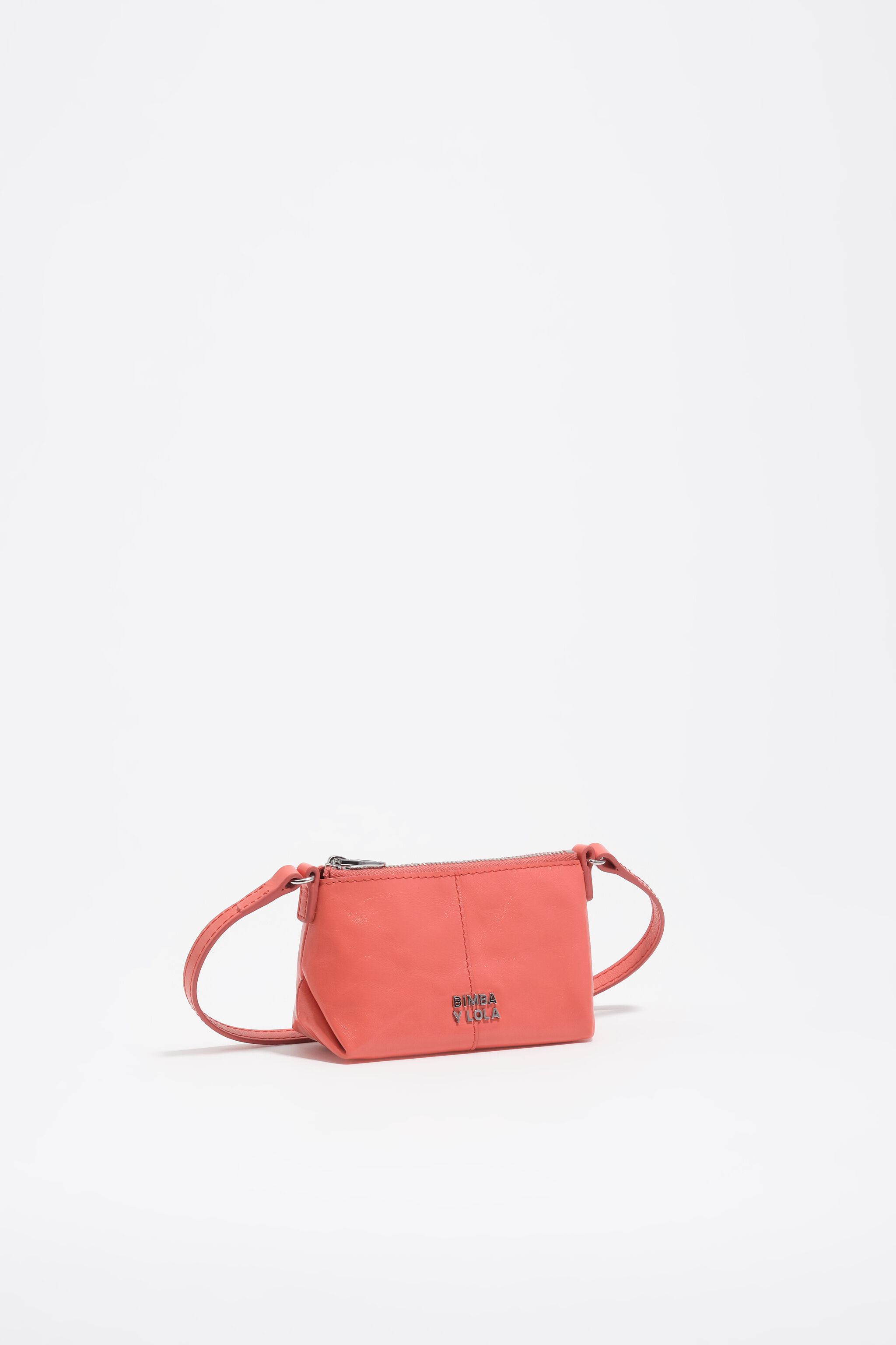 Coral micro leather crossbody bag