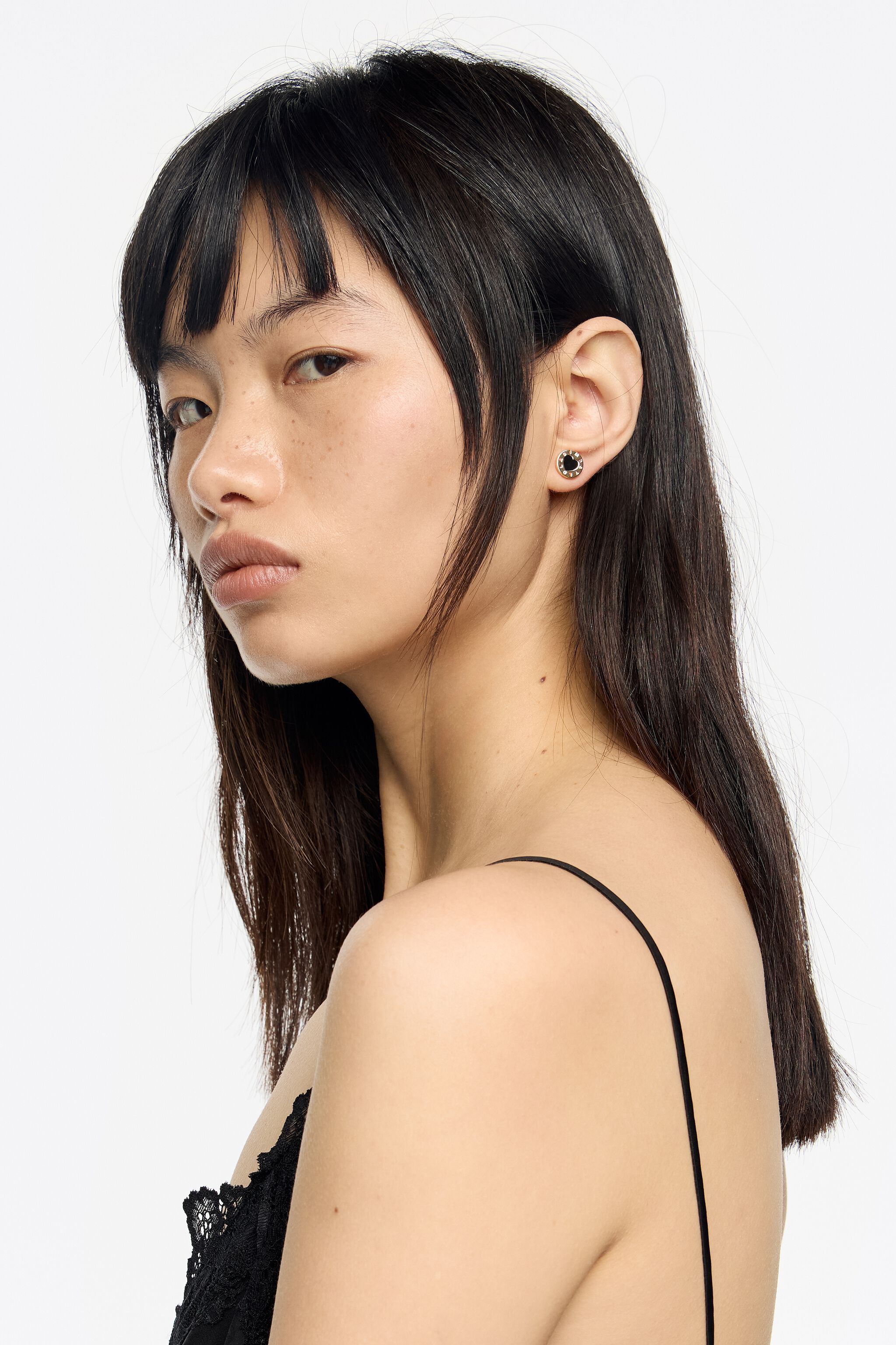 Black heart logo earrings