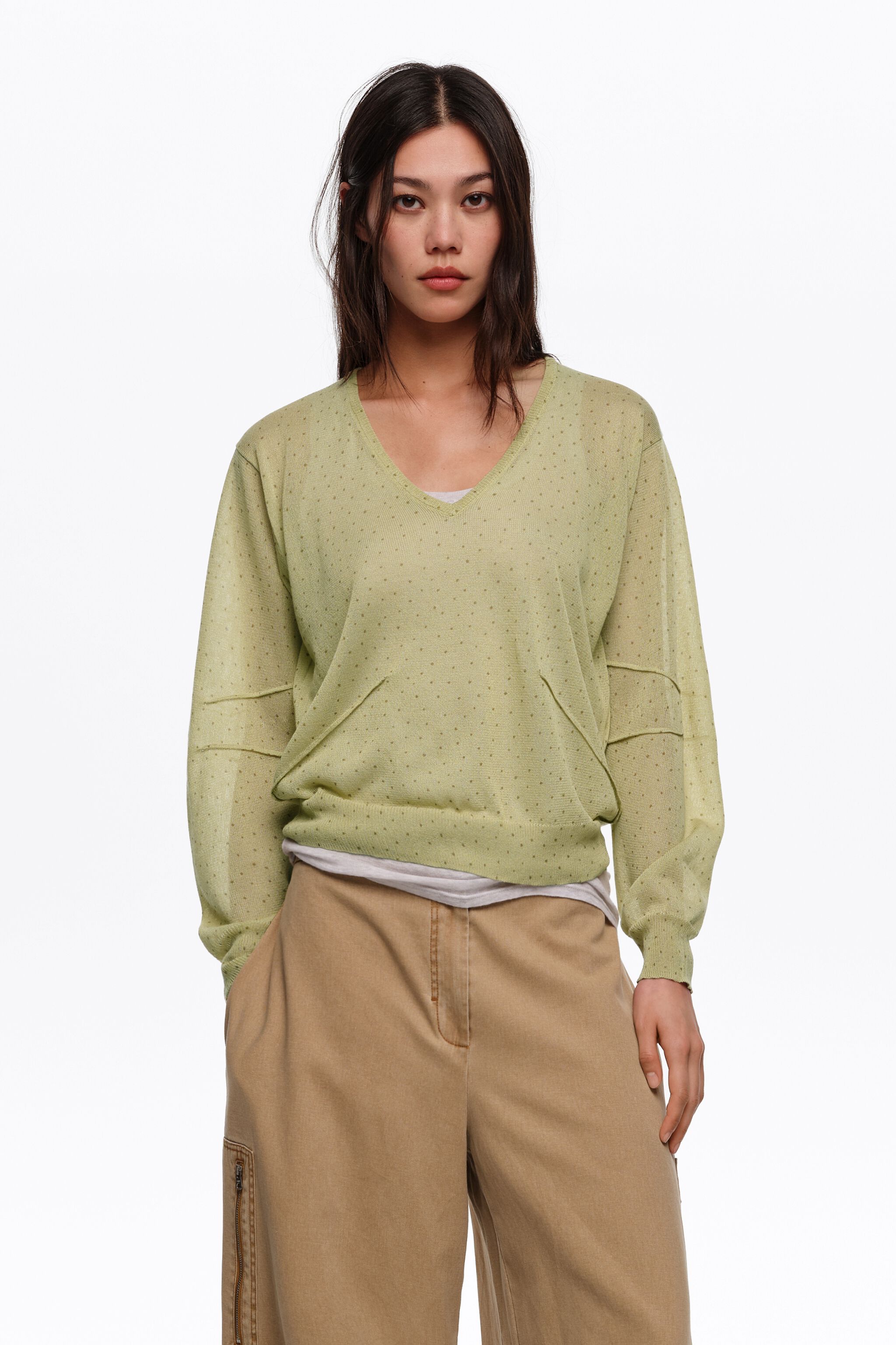 Olive mini Dots straight sweater