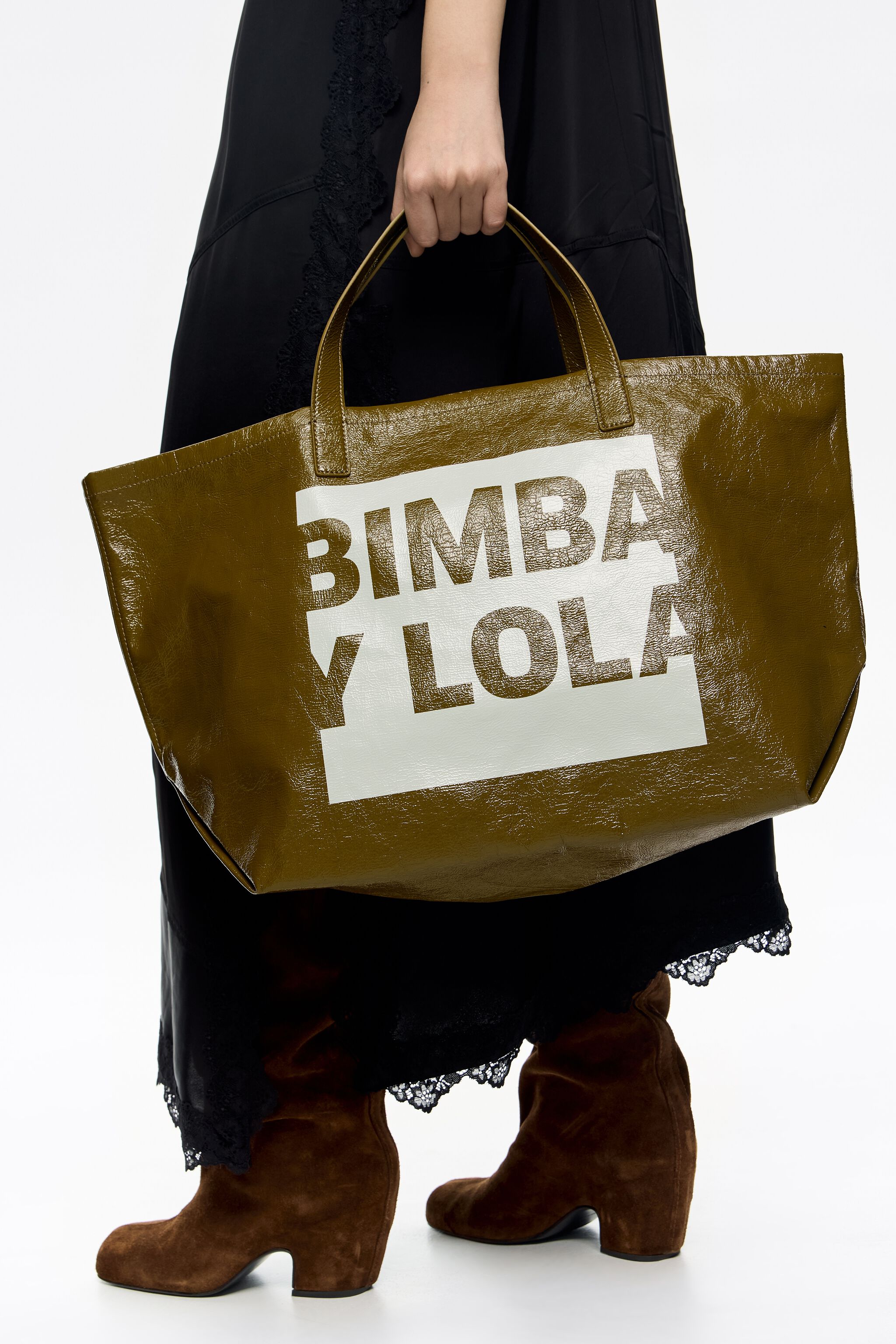 Khaki big shopper bag