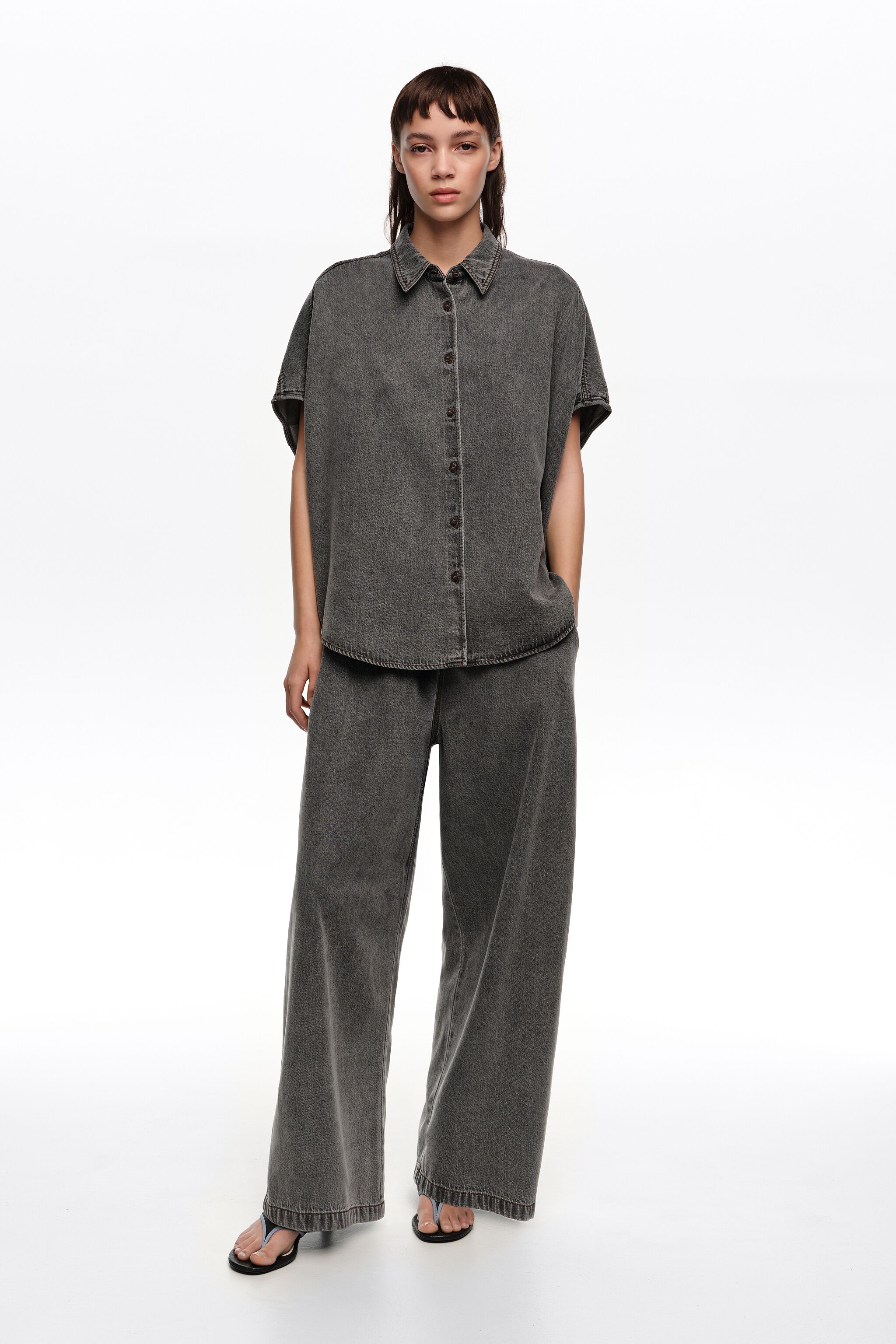 Washed black fluid jogger trousers Washed black fluid jogger trousers