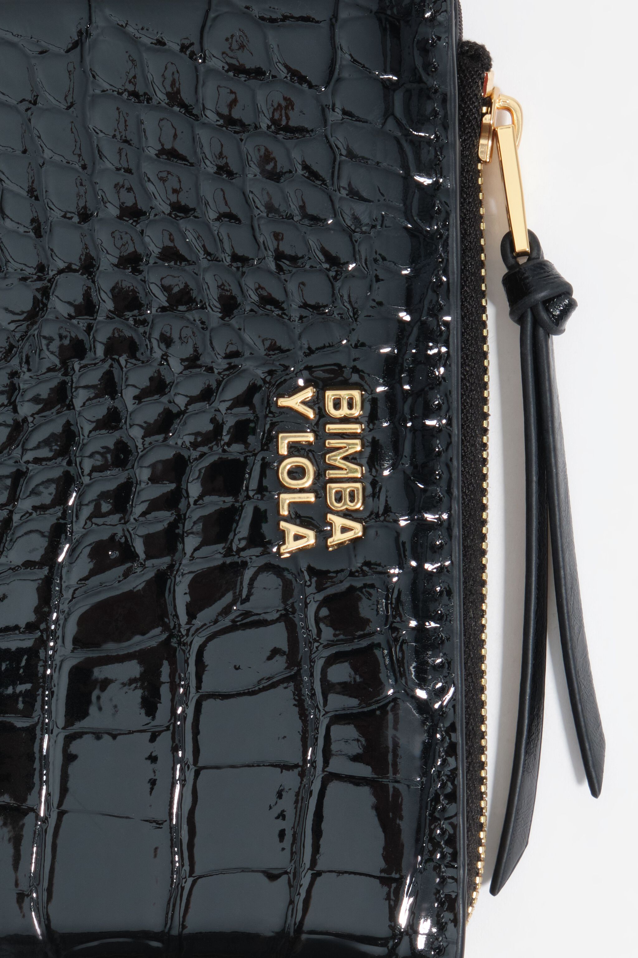 Black mock croc purse