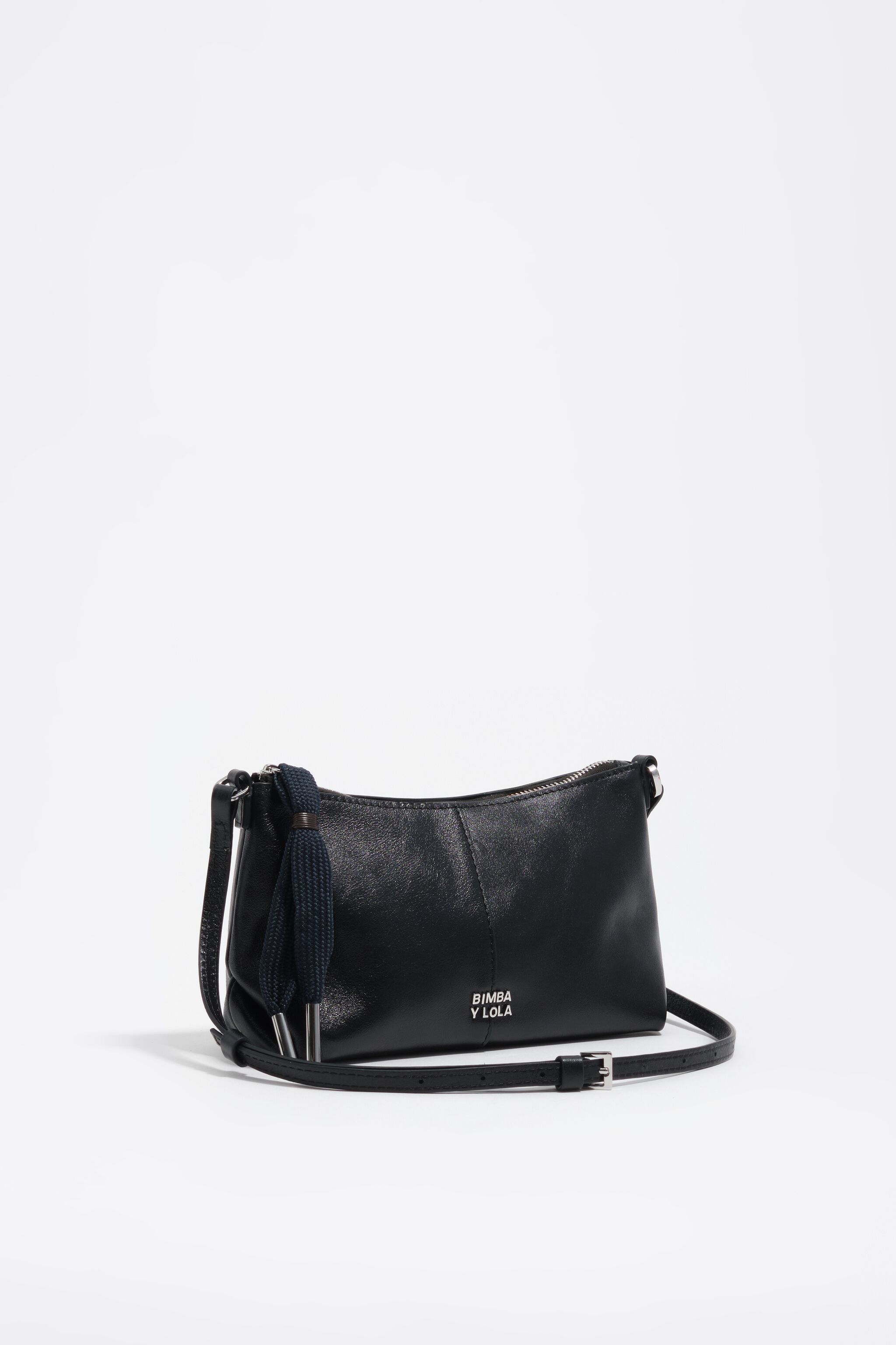 Black leather mini crossbody bag