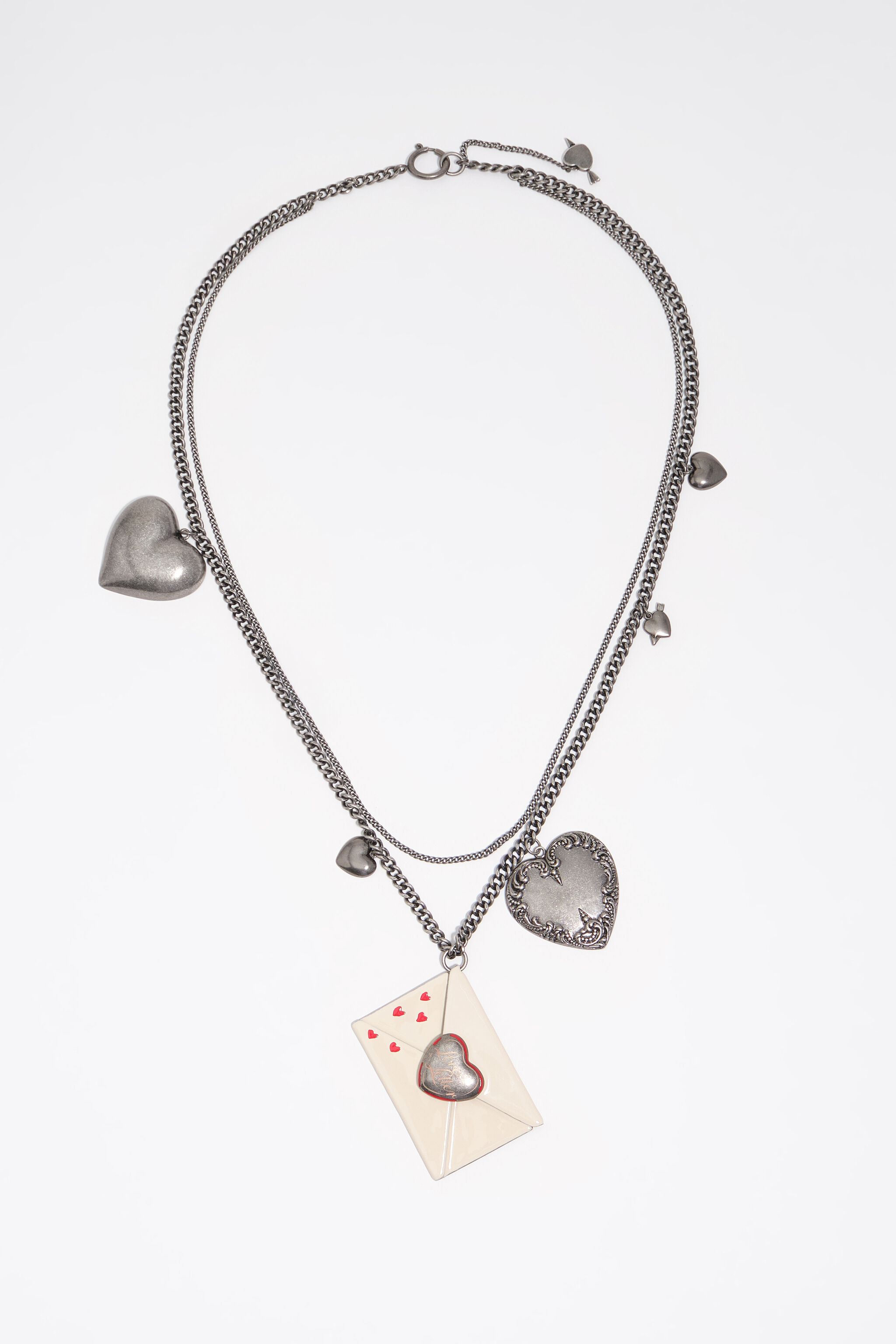 Aged silver Love Letter necklace