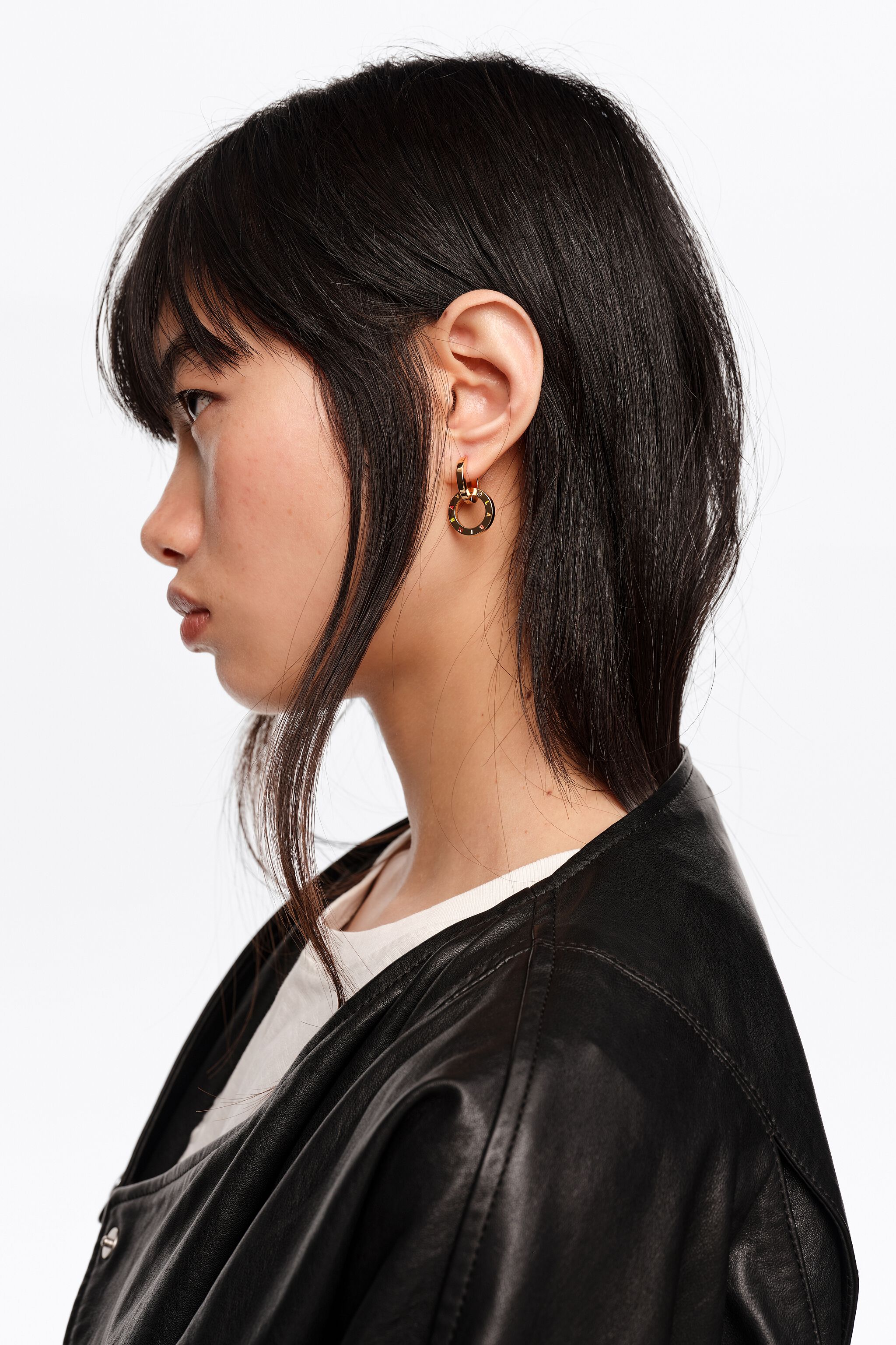 Gold logo double-hoop earrings