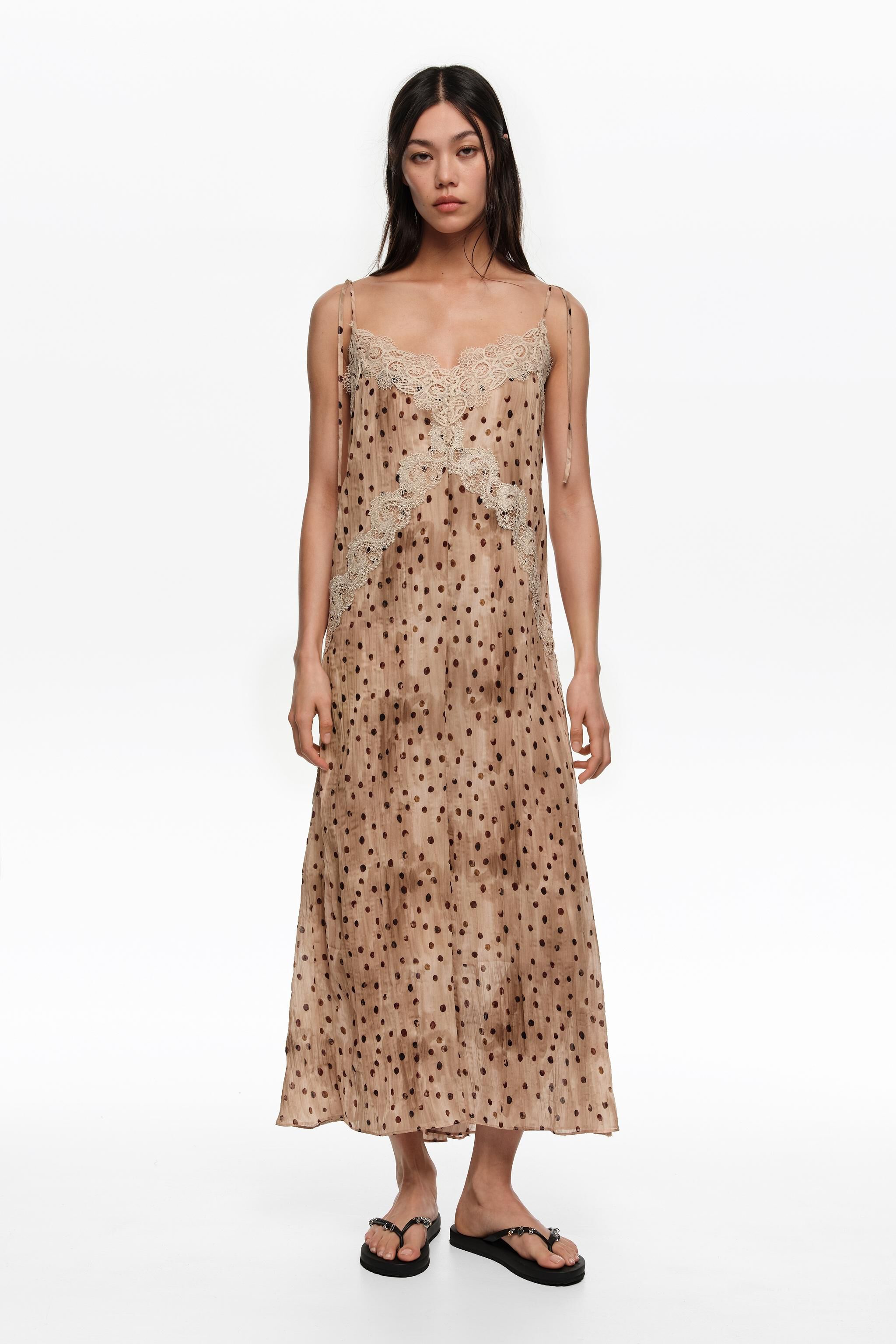 Watercolor Dots lace pleated dress