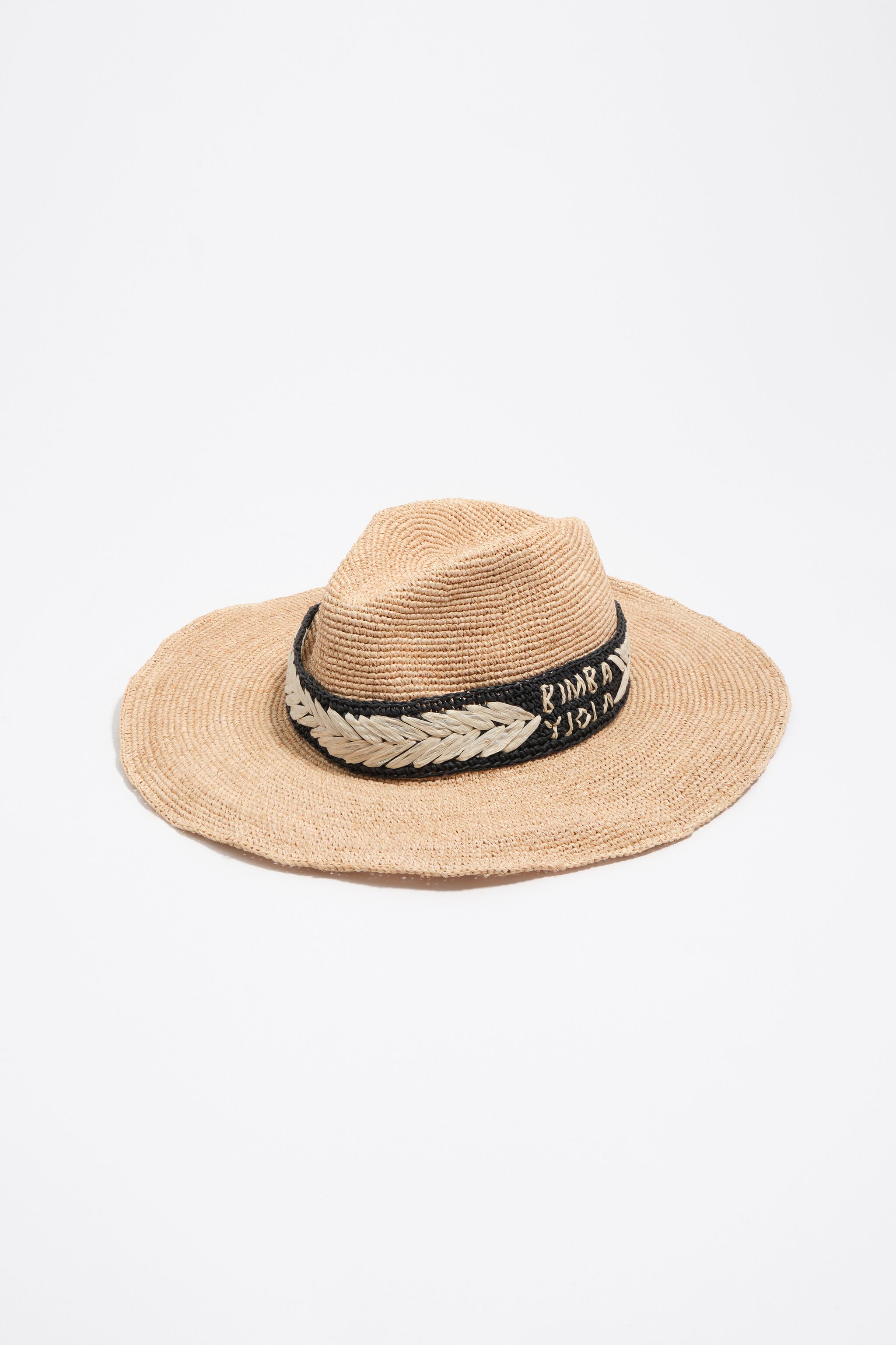 Raffia embroidered band hat