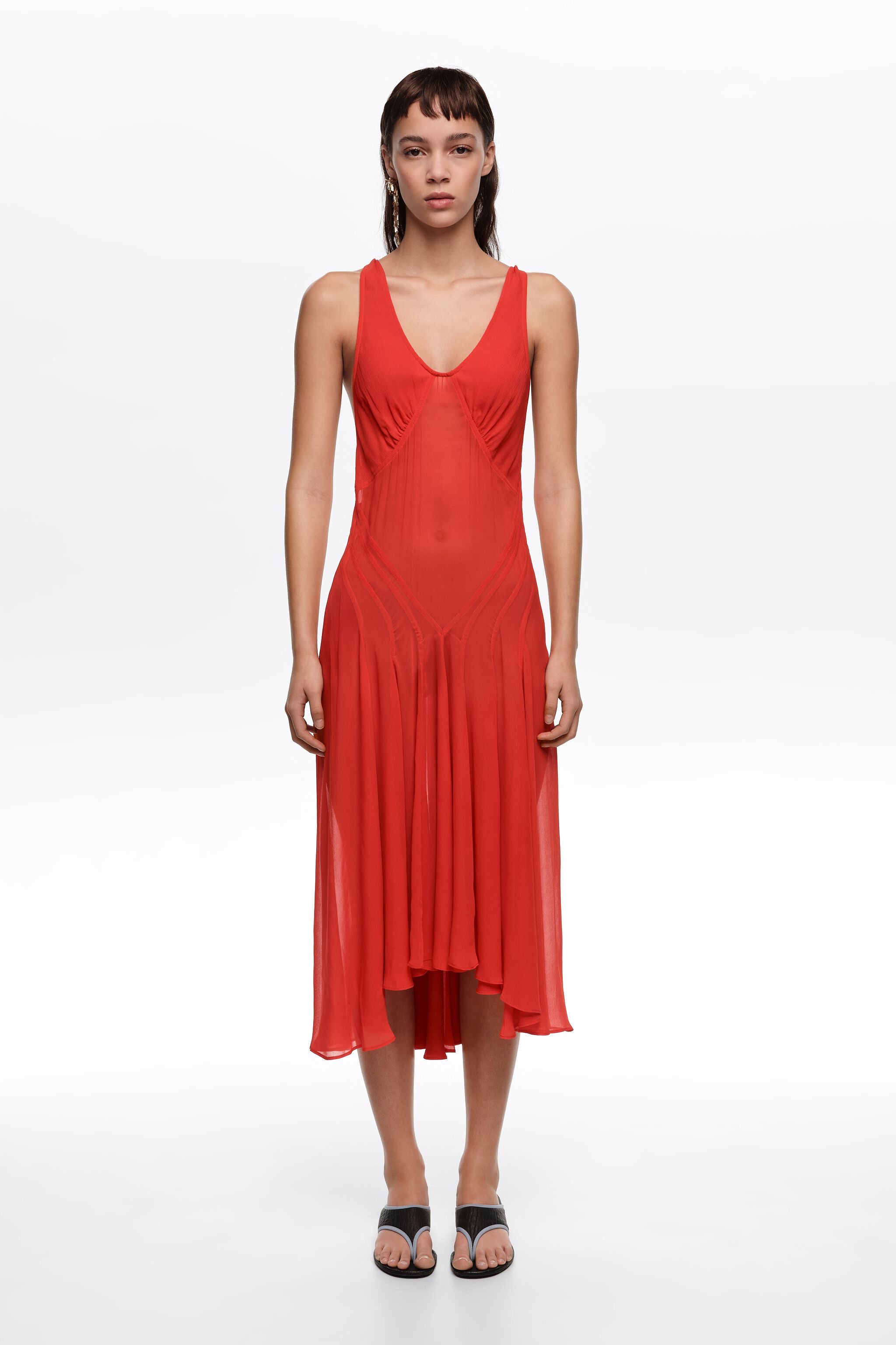 Red fluid cross-back dress Red fluid cross-back dress