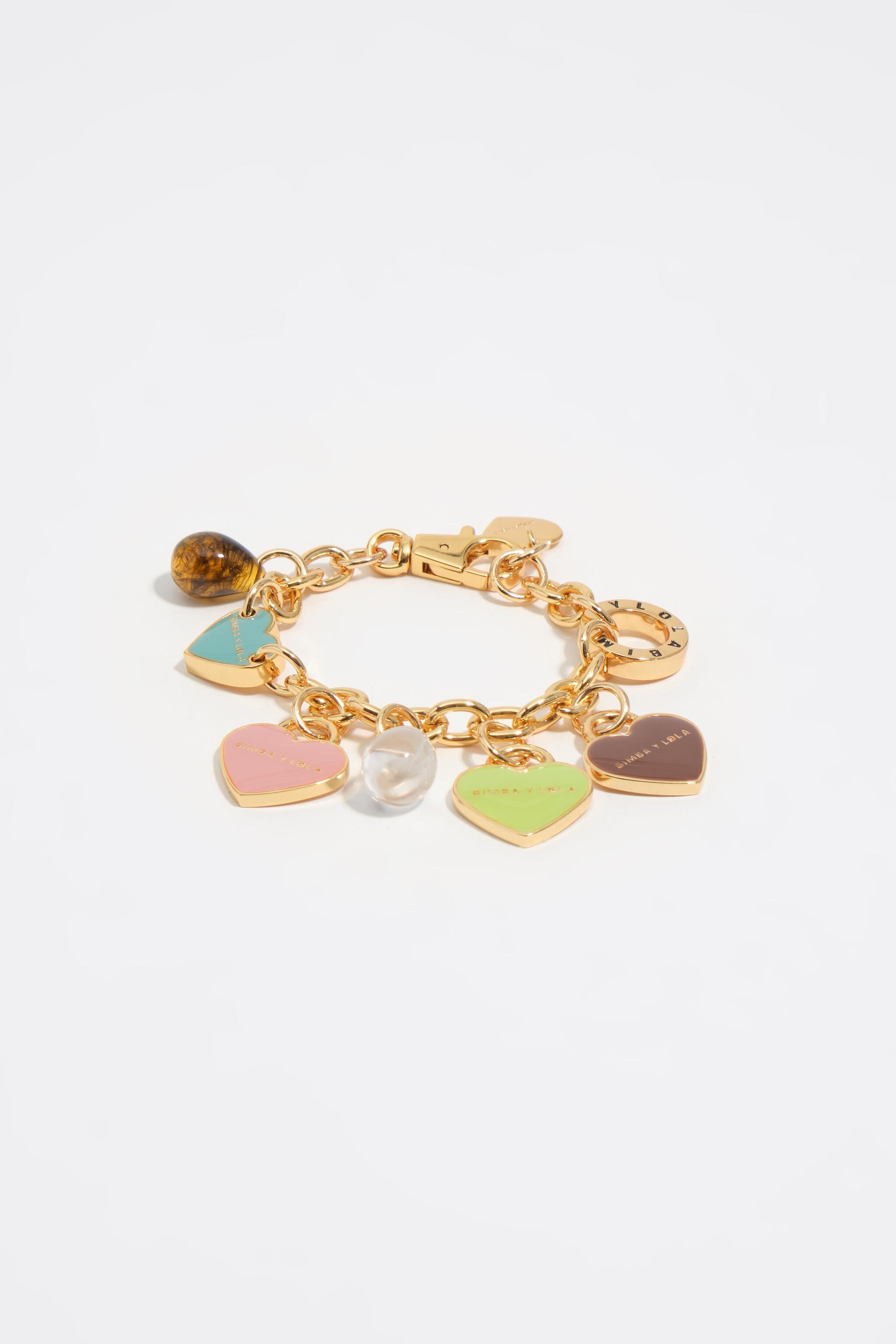 Heart logos gold chain bracelet