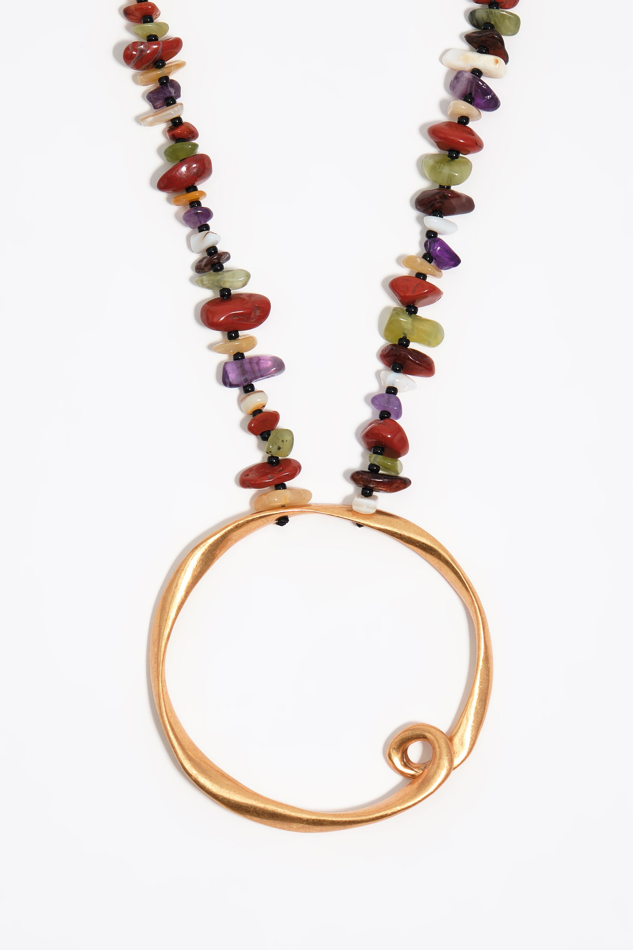 Matte gold stones necklace