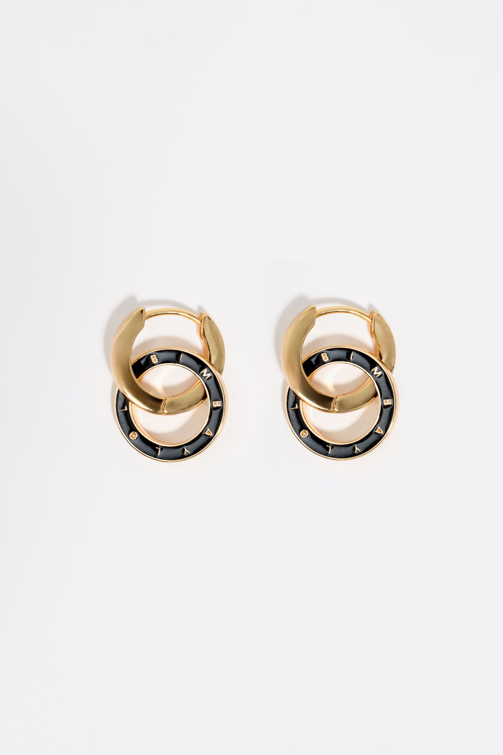 Black logo double-hoop earrings