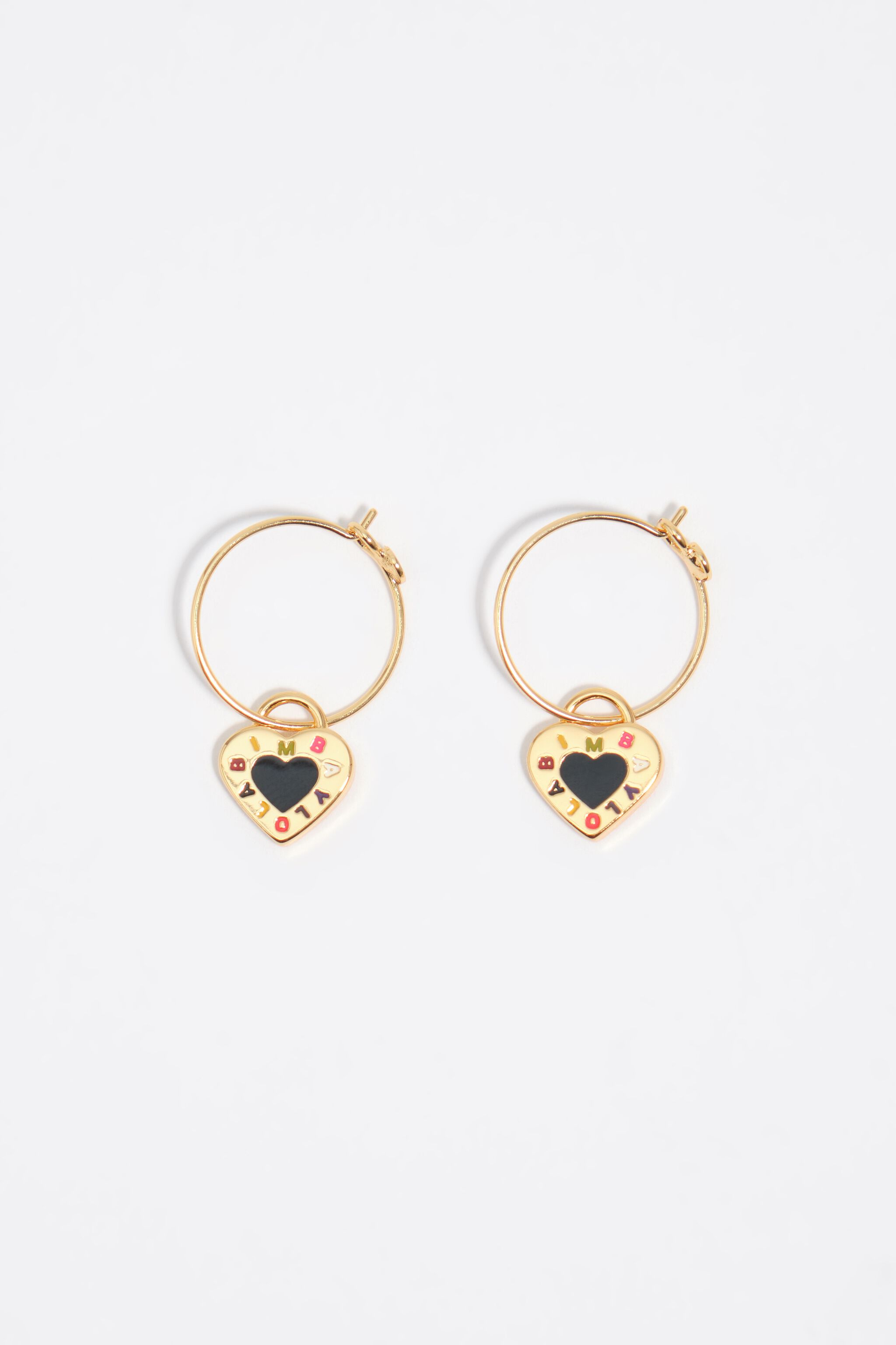 Black heart logo hoop earrings