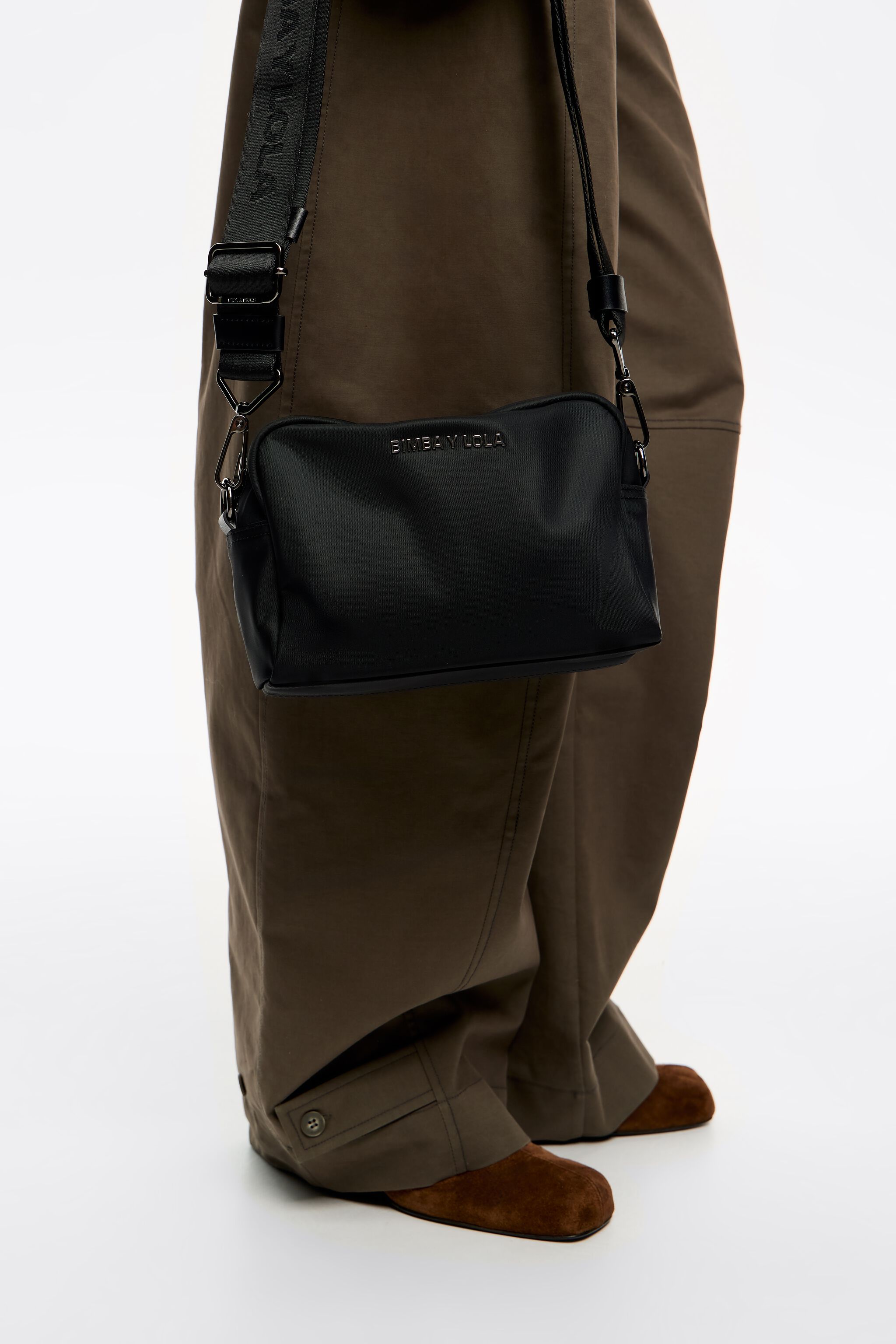 Black nylon crossbody bag