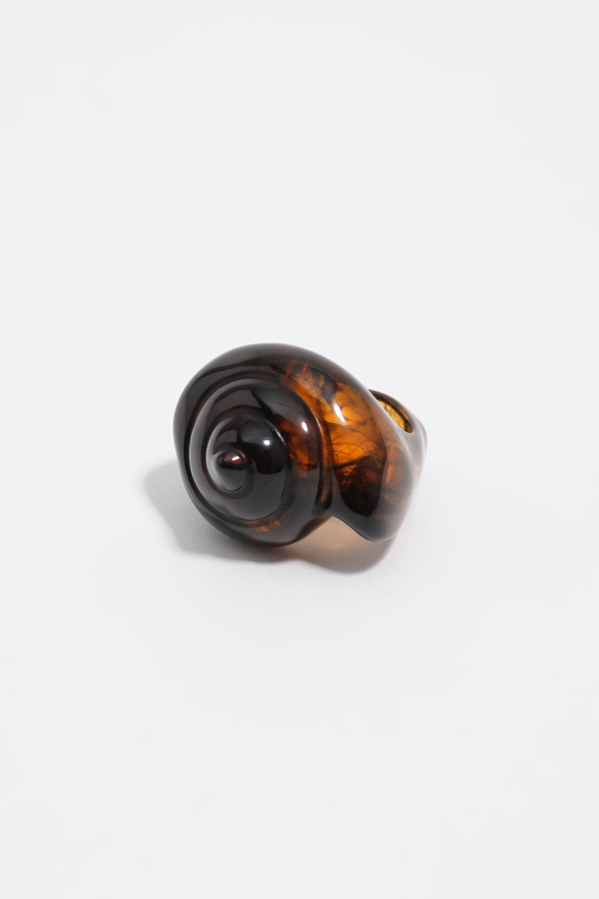Amber resin seashell ring