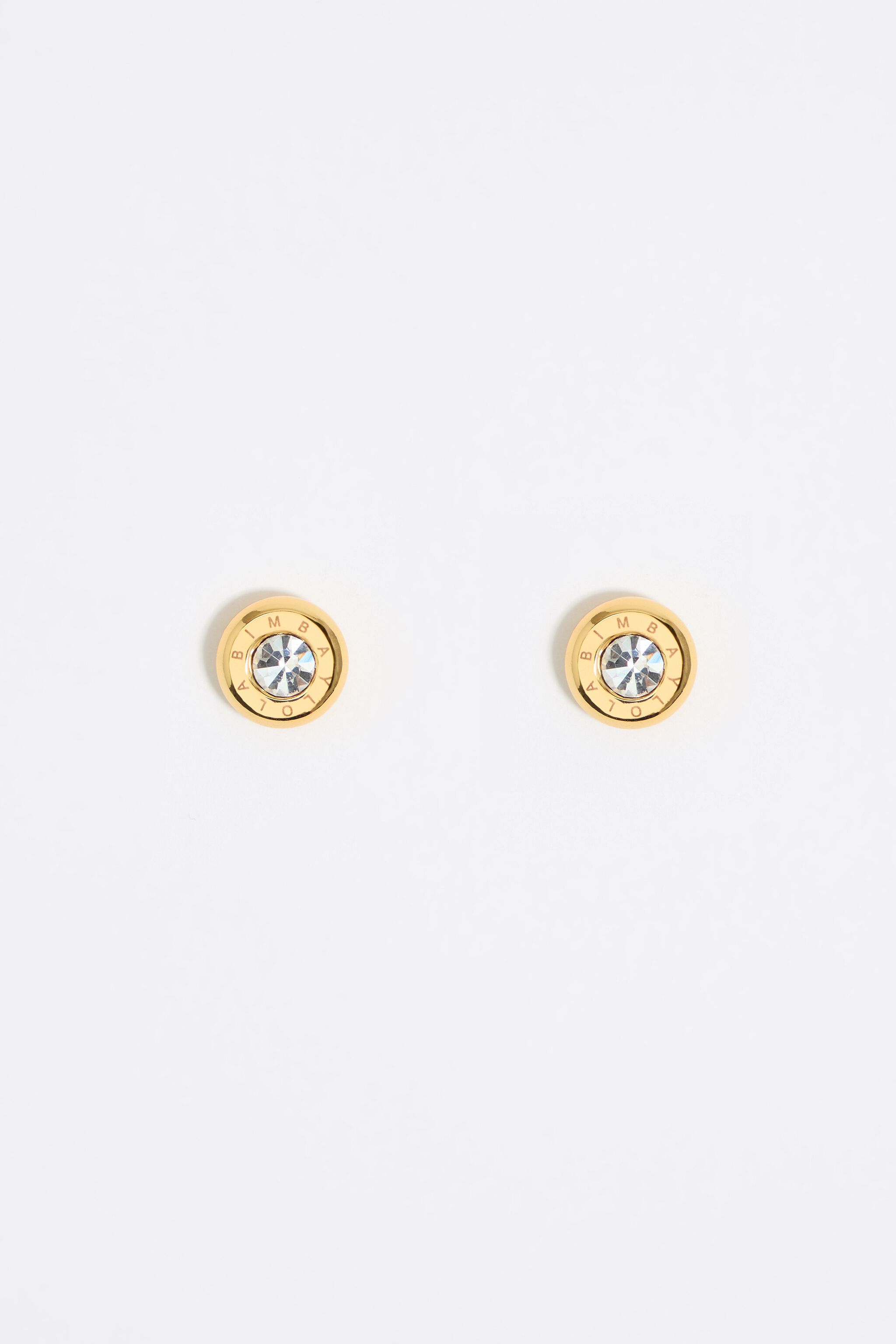 Gold logo and crystal earrings
