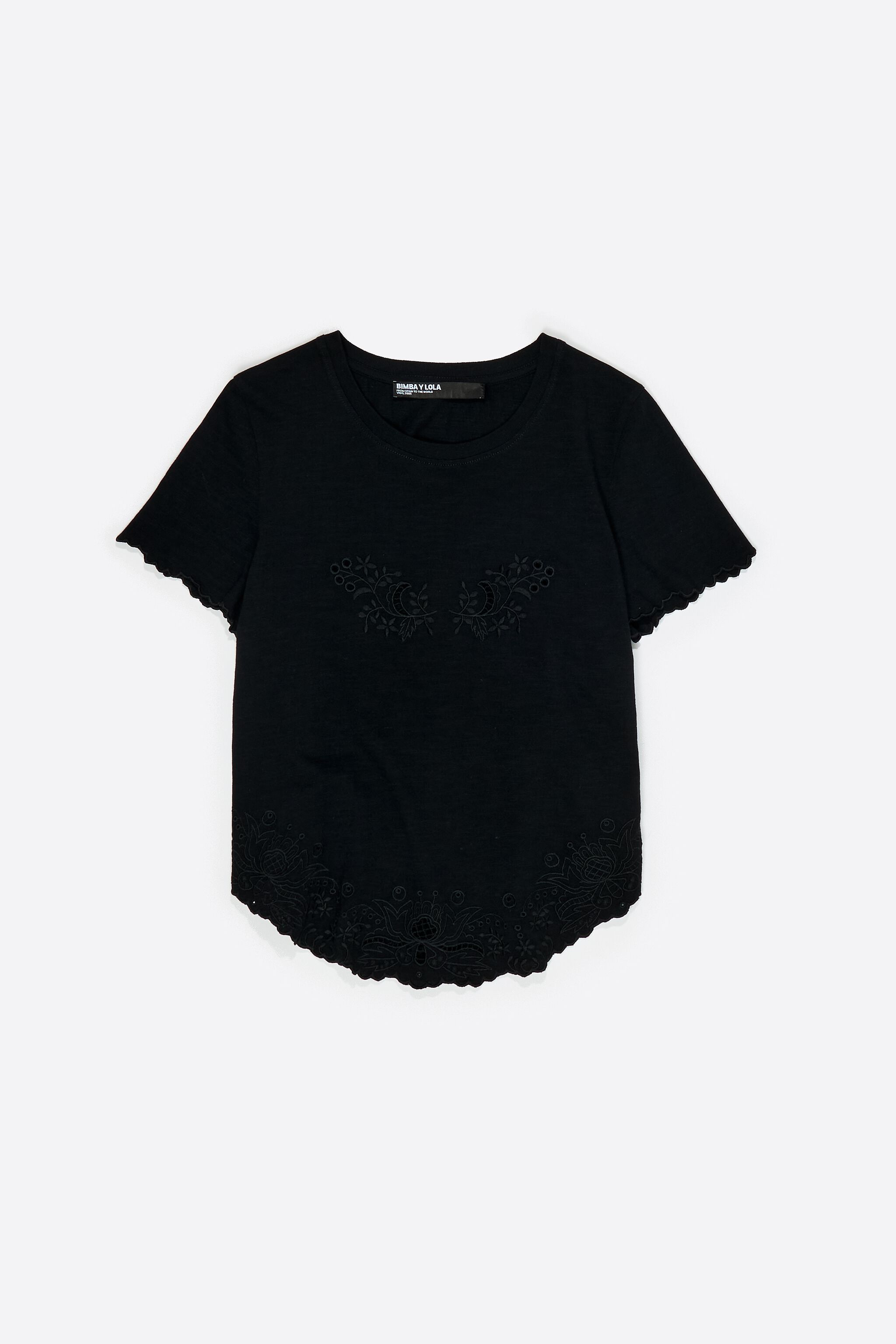 Black embroidered T-shirt