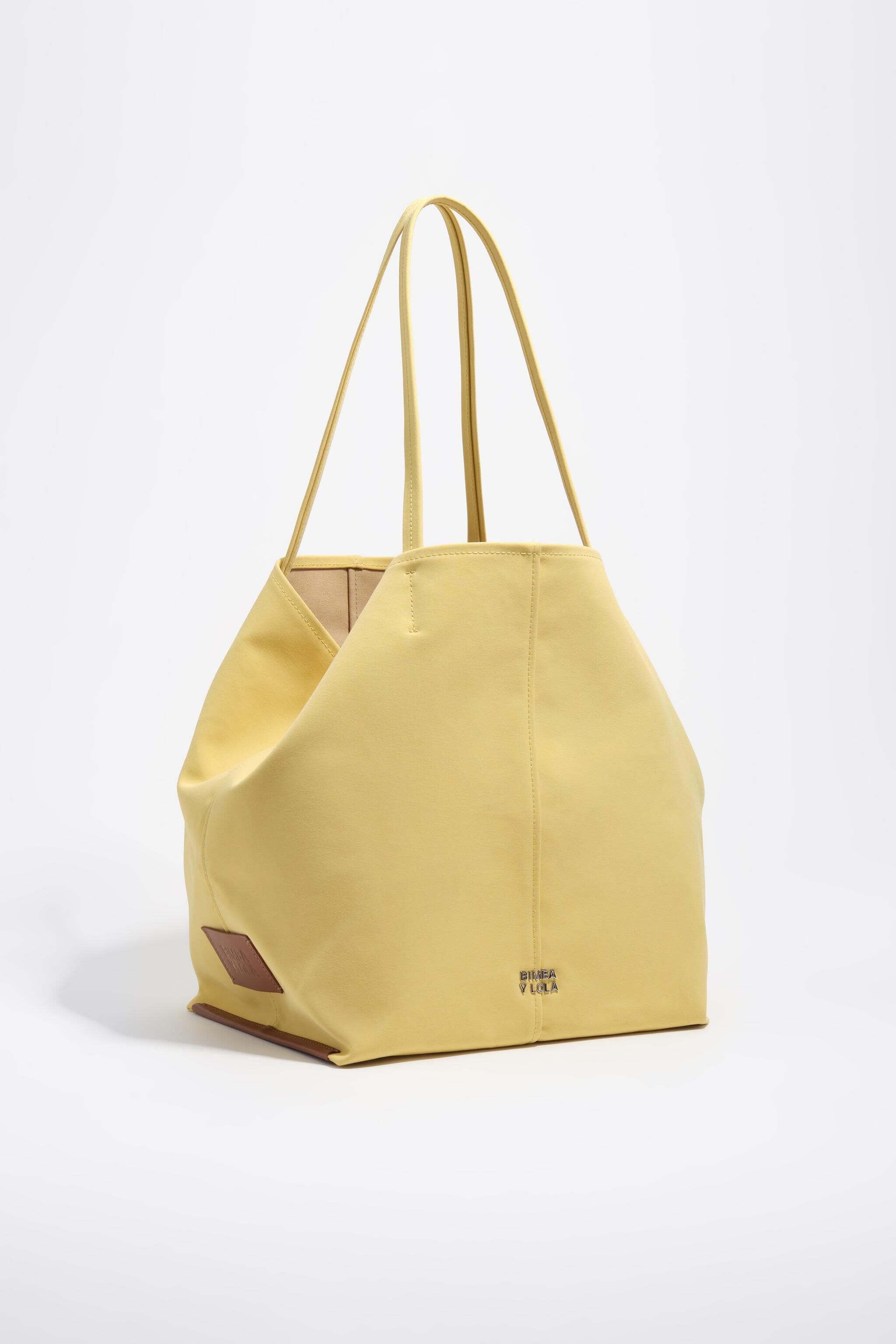 Large banana gabardine shopper bag