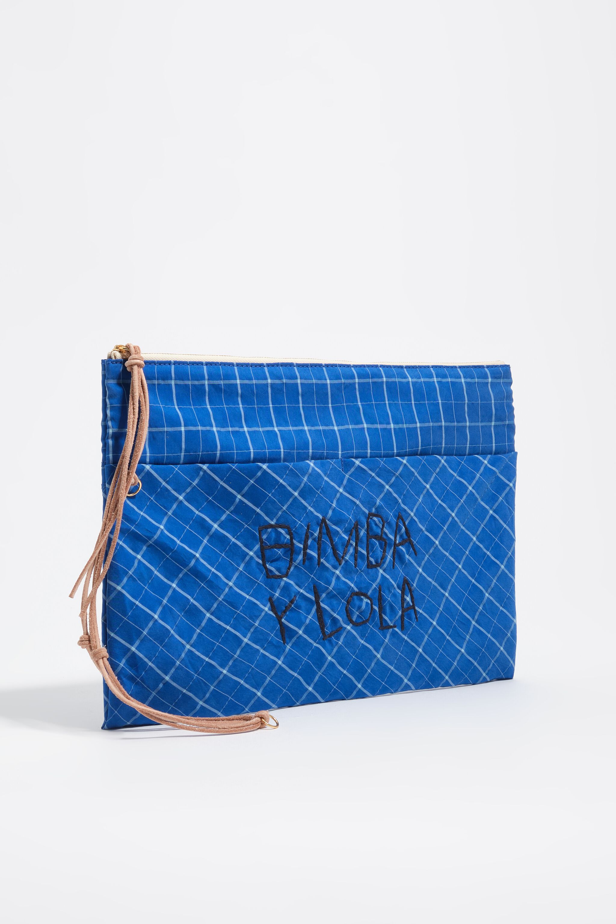 Electric blue zip clutch